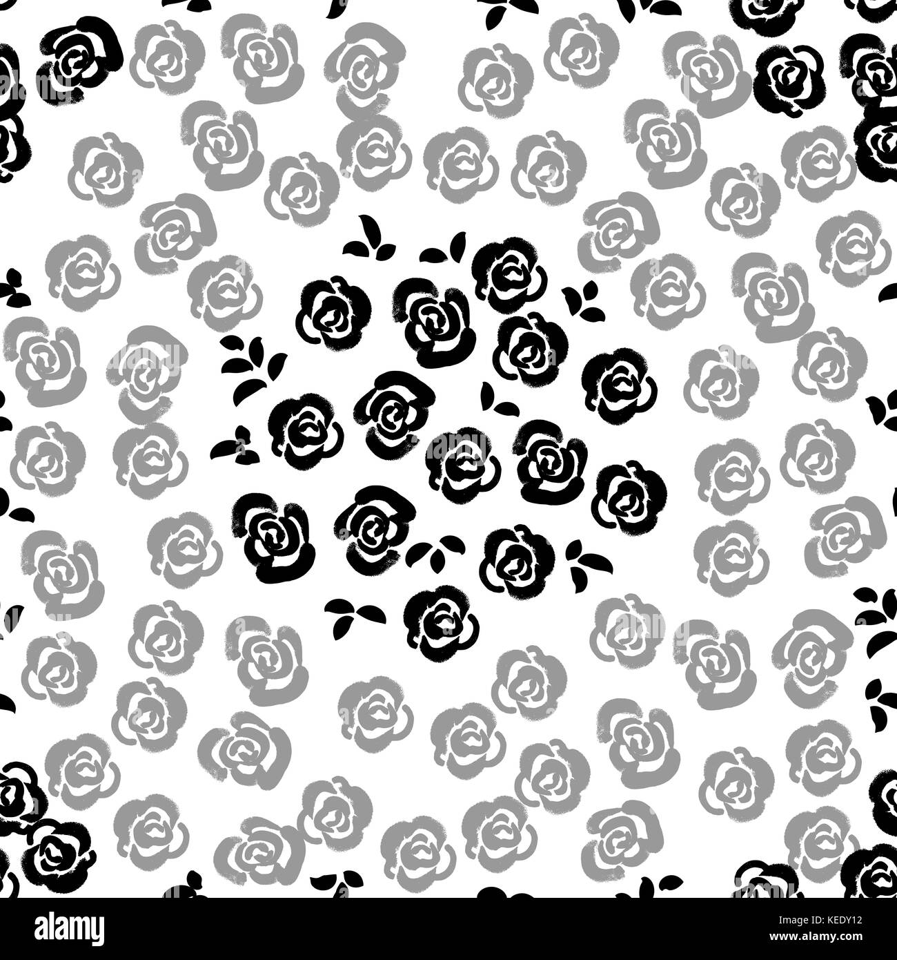 Florale nahtlose Muster Hintergrund mit Rosen und Blätter. trendige Freehand illustration Stockfoto