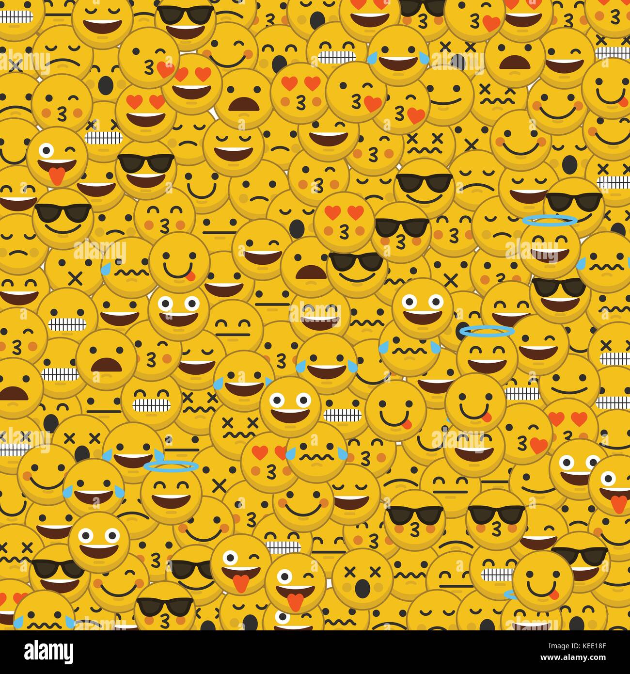 Satz von emoji Emoticon zeichen Gesichter Hintergrund Stock Vektor