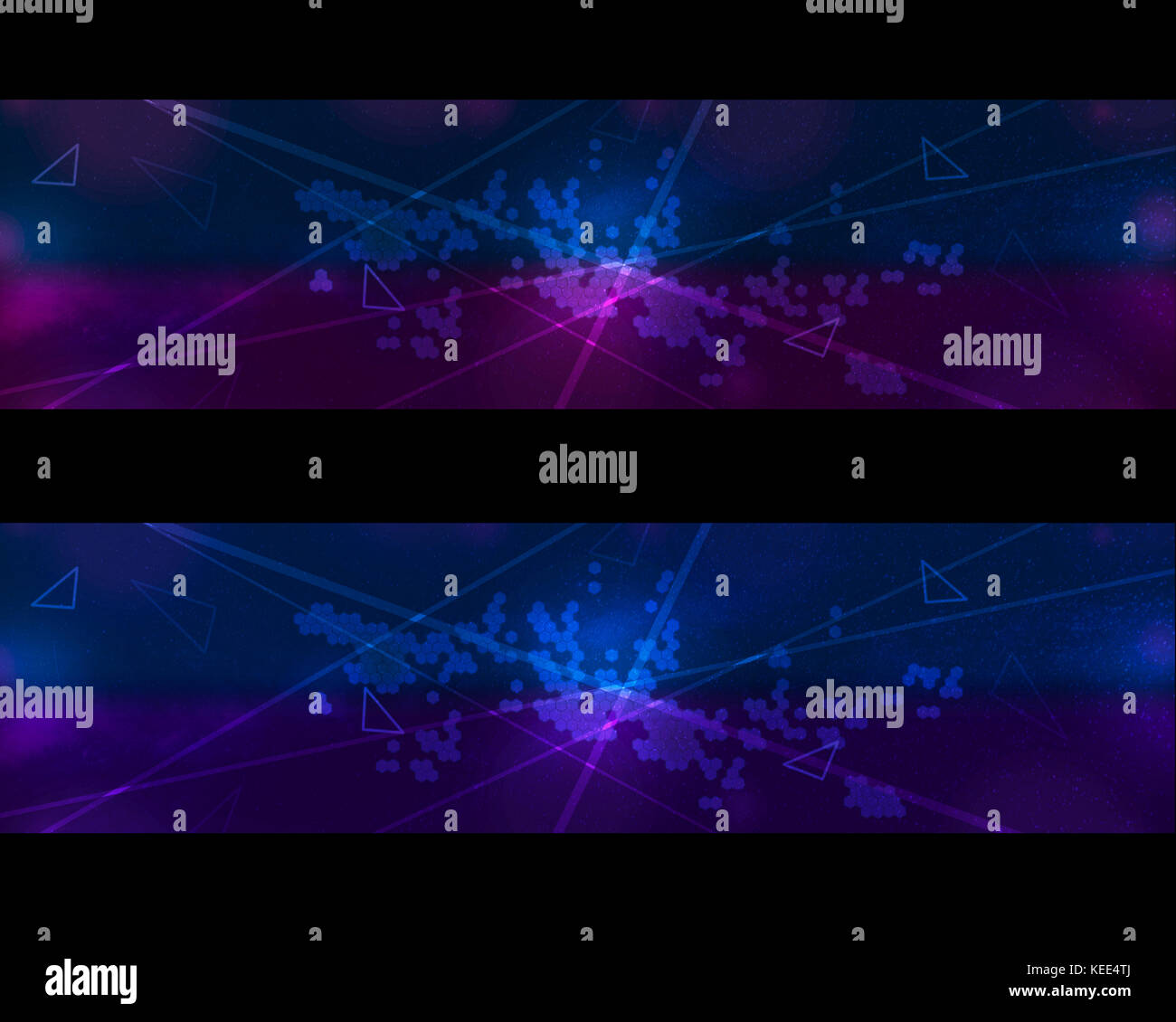 Neon Lasers Banner verwendet wie technologischer Hintergrund in zwei Farbtönen Stockfoto