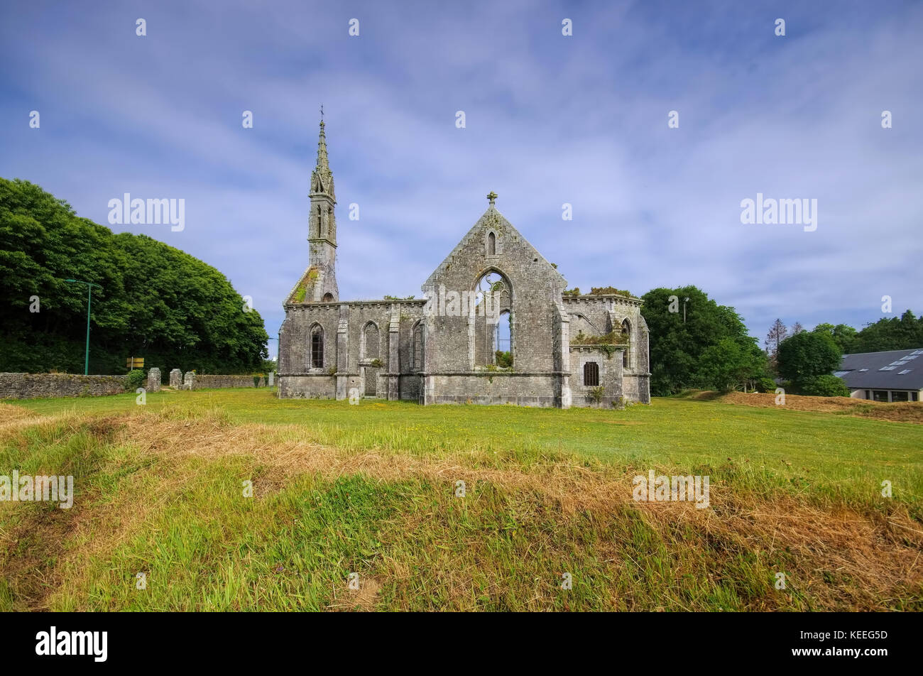 Berrien Chapelle Sainte Barbe in der Bretagne, Frankreich Stockfoto