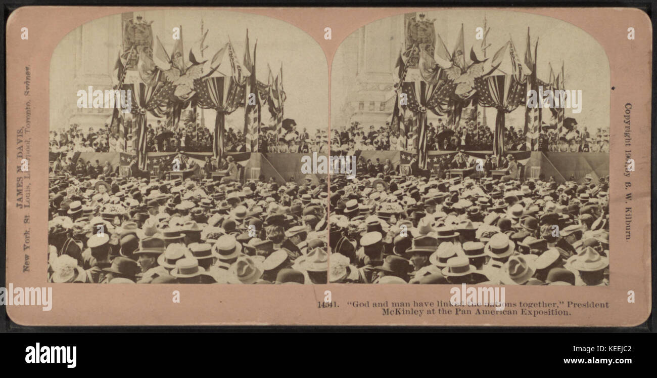 Gott und Mensch haben die Nationen miteinander verknüpft. Präsident McKinley an der Pan American Exposition, von Kilburn, B. W. (Benjamin West), 1827 1909 Stockfoto