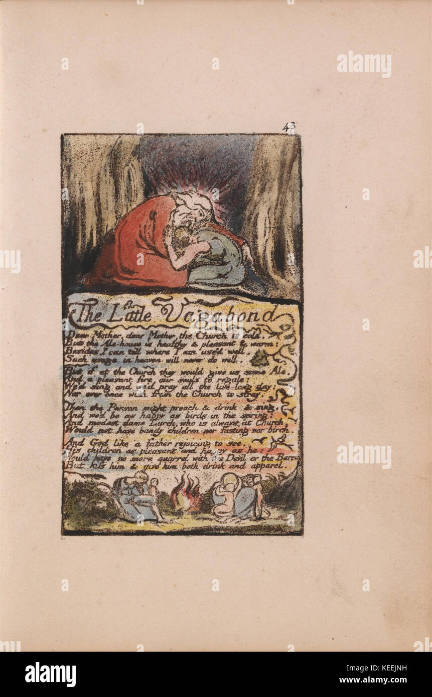 William Blake Lieder der Unschuld und Erfahrung, Platte 43, Der kleine Vagabund, Bentley (45) Stockfoto