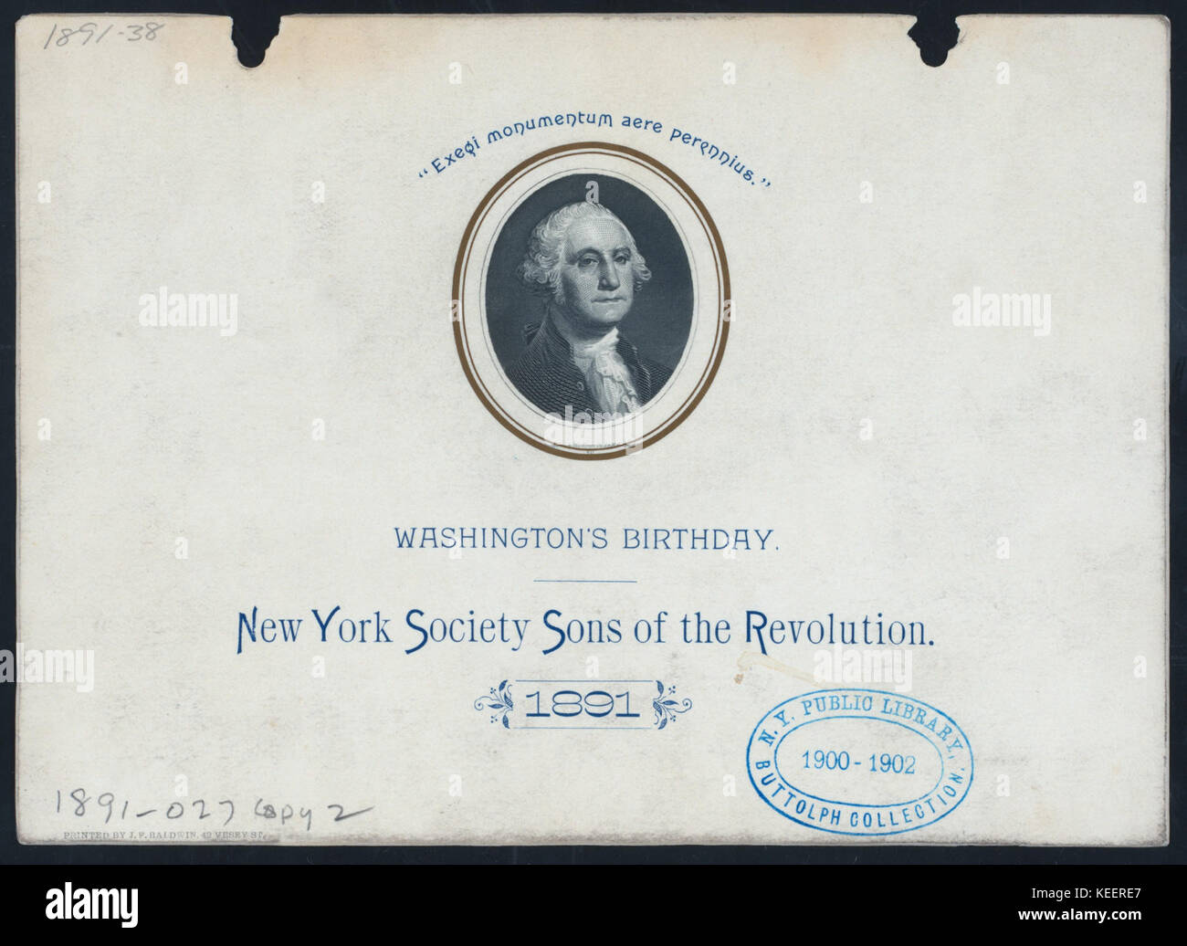 WASHINGT0N'S GEBURTSTAG (Besitz) NEW YORK SÖHNE DER REVOLUTION (at) DELMONICO'S, NEW YORK, NEW YORK (REST ;) (NYPL Hades 269933 4000001468) Stockfoto