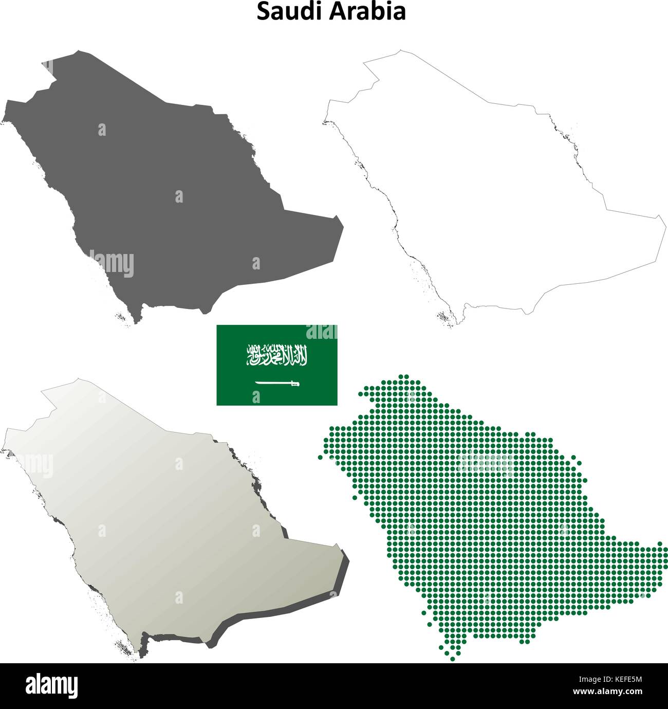 Saudi-arabien Übersichtskarte eingestellt Stock Vektor