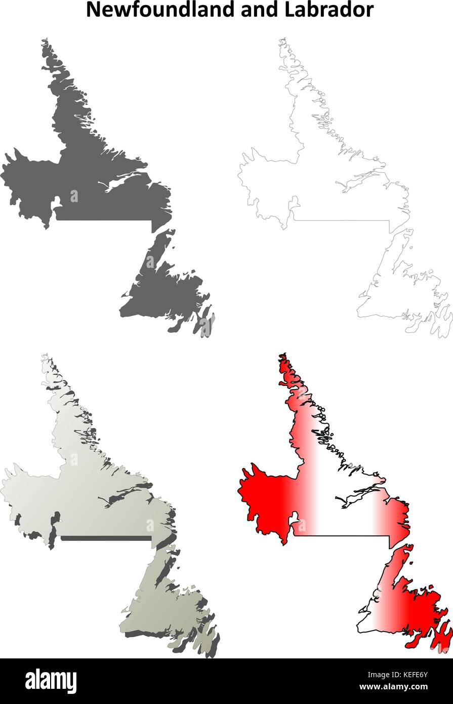 Neufundland und Labrador leer Übersichtskarte eingestellt Stock Vektor