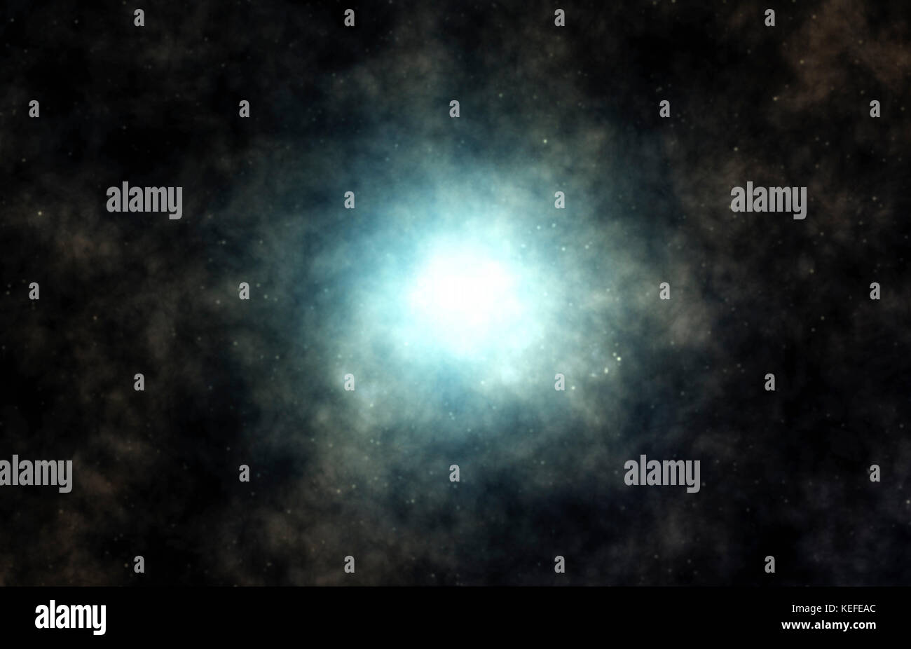 Junge Sterne entstehen in einem Nebel cloud. Singularität, Gravitationswellen und Raumzeit Konzept. Stockfoto
