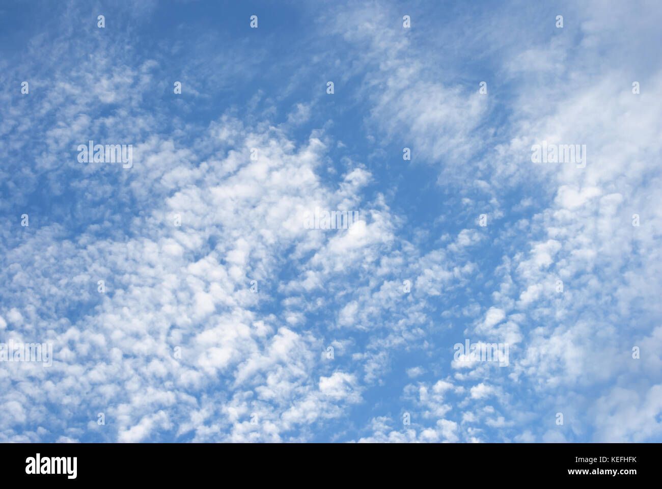 Blauer Himmel auf einer feinen hellen Tag mit flauschigen weissen Wolken. Stockfoto