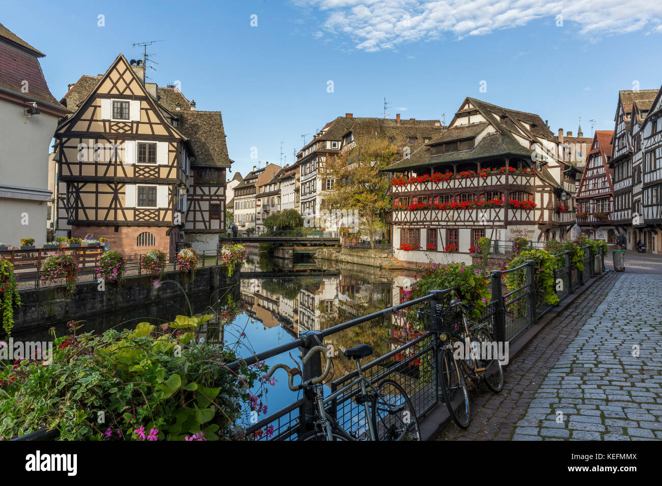 Morgen anzeigen Petite France - einem historischen Viertel der Stadt Straßburg Stockfoto
