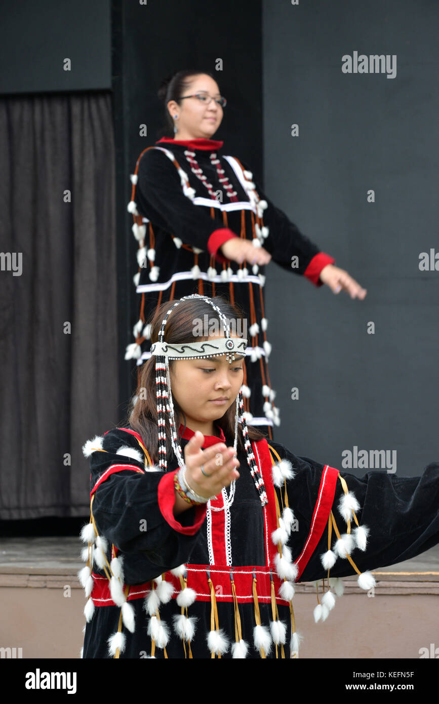 Alaska Native Amerikanische Tänzer, Palmer, Alaska, USA Stockfoto