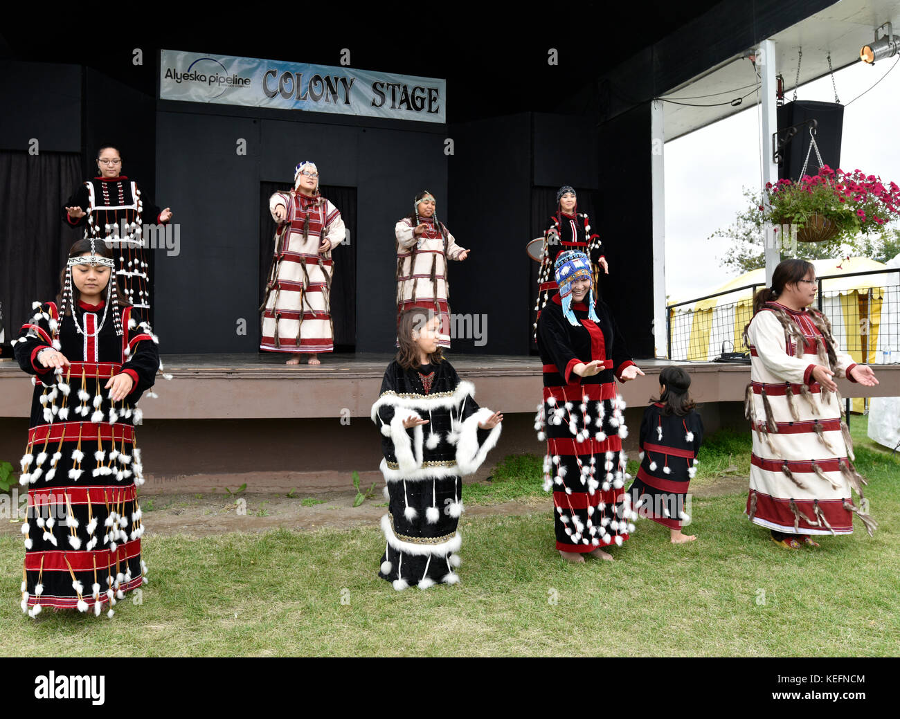 Alaska Native Amerikanische Tänzer, Palmer, Alaska, USA Stockfoto