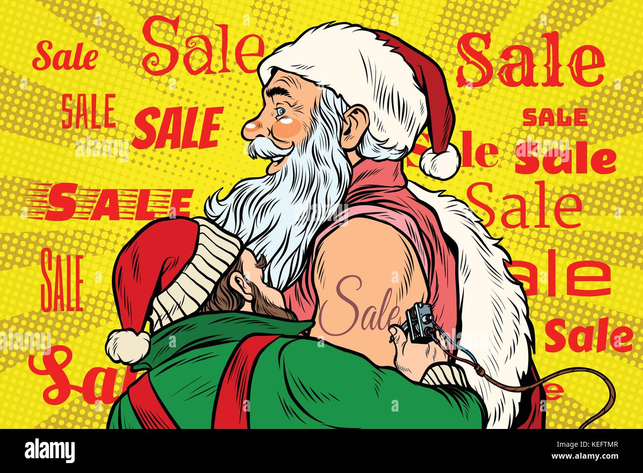 Verkauf, elf Macht santa claus tattoo Stock Vektor