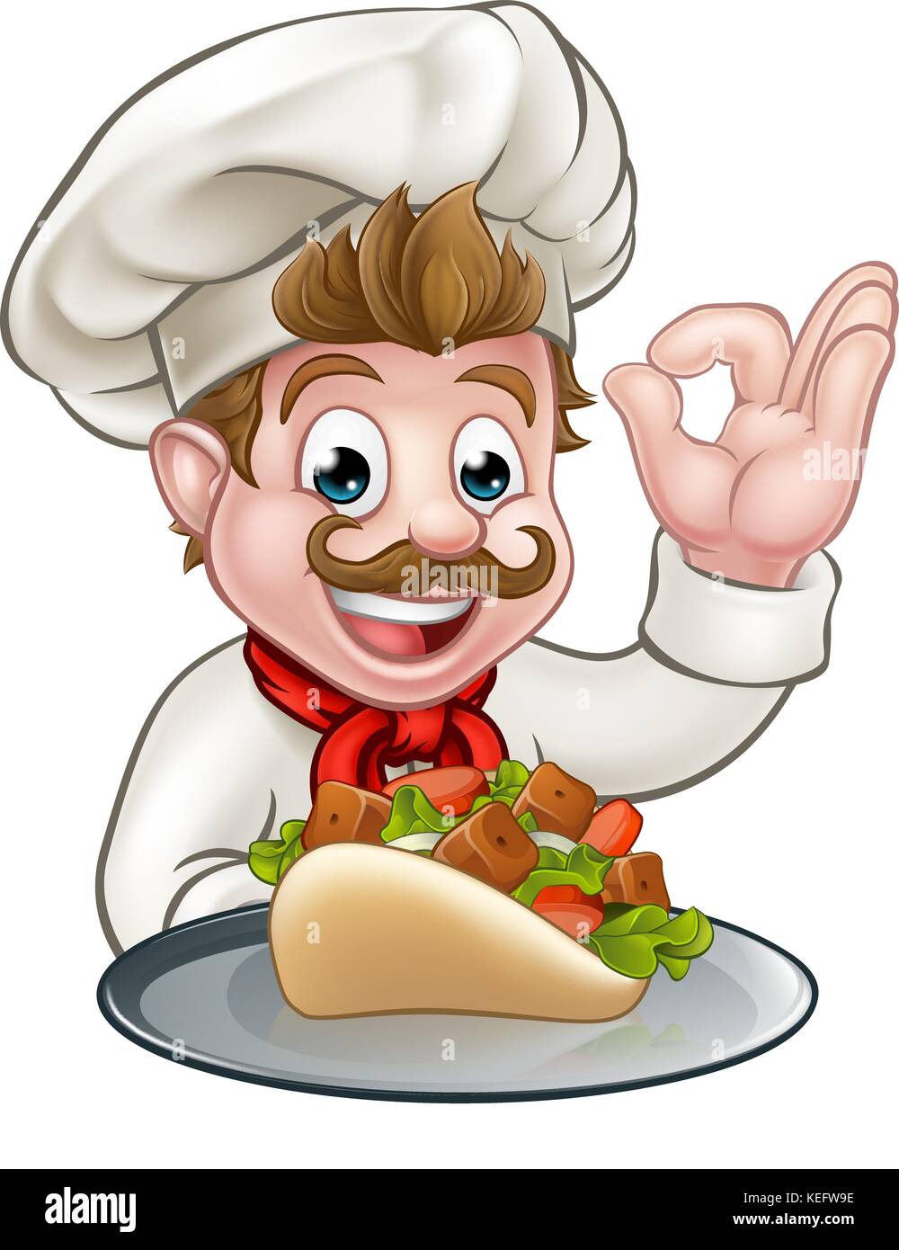 Cartoon Chef mit Kebab Stock Vektor