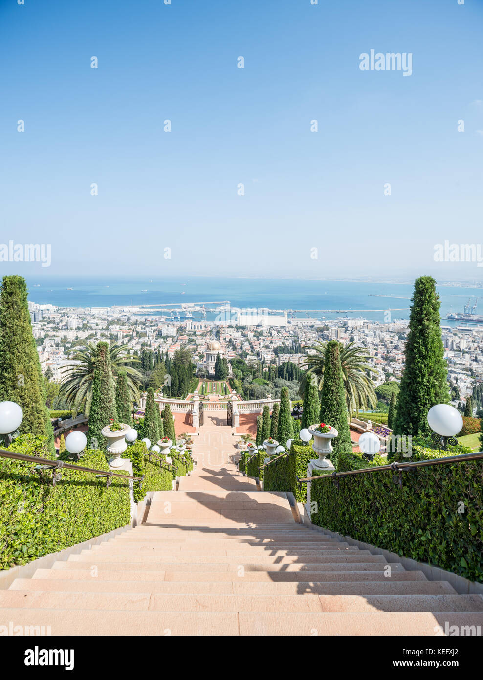 Israel, Haifa - Oktober 8: Bahá'í World Centre - ein Wallfahrtsort für Bahá'í-Anhänger und einer der am meisten besuchten Ort in Israel. Stockfoto