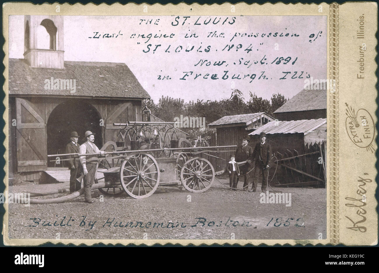Die St. Louis. Letzte Motor in den Besitz von St. Louis Fire Company Nr. 4. In Freeburg, IL, Sept. 1891. Motor durch Hunneman, Boston, erbaut 1852 Stockfoto