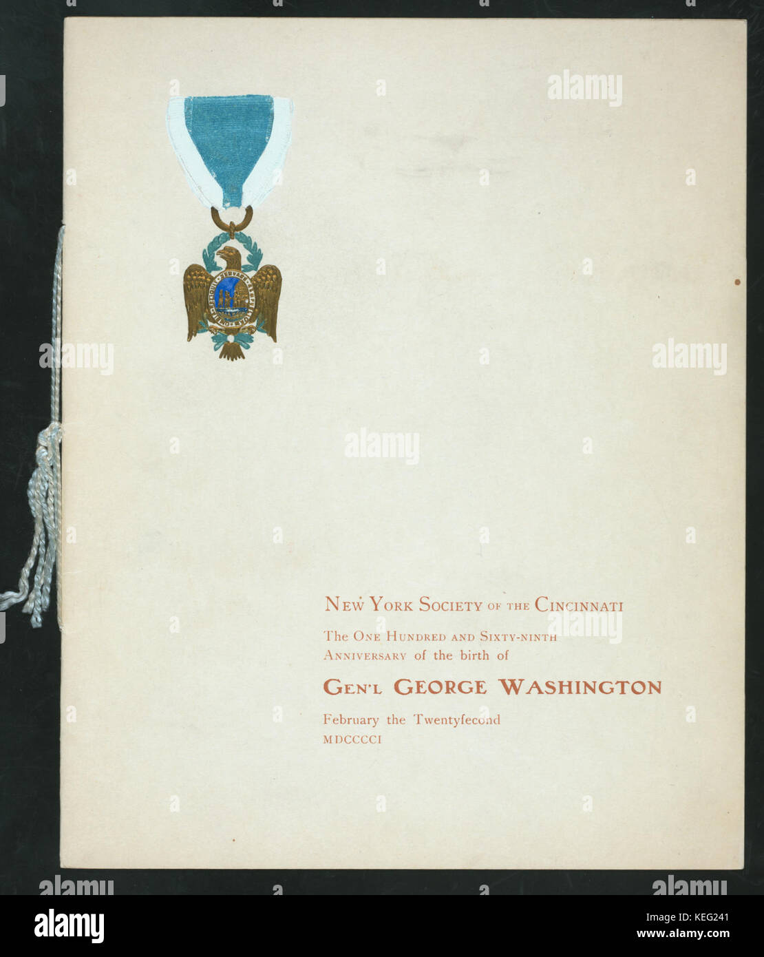 167. JAHRESTAG DER GEBURT DES GEN "L. GOERGE WASHINGTON (Durch) NEW YORK GESELLSCHAFT STATT DER CINCINNATI (at) SHERRY'S, NEW YORK, NEW YORK (REST ;) (NYPL Hades 275640 476739) Stockfoto