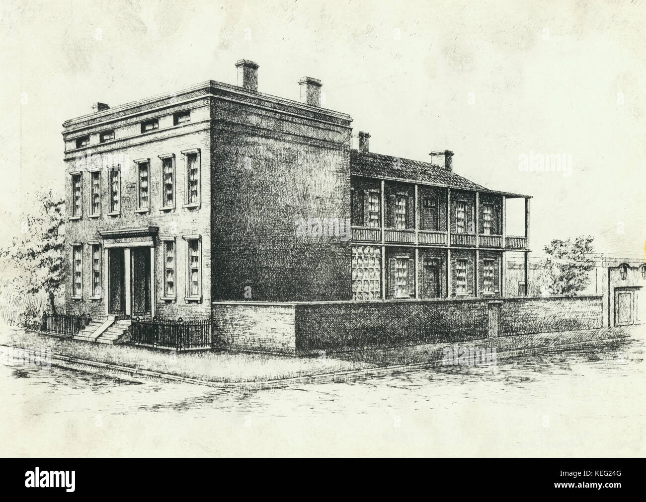 Jean Pierre Jr. Cadet Chouteau Residence. Südöstlichen Ecke der Sechsten und der Market Street. Gebaut Ca. 1860 Stockfoto