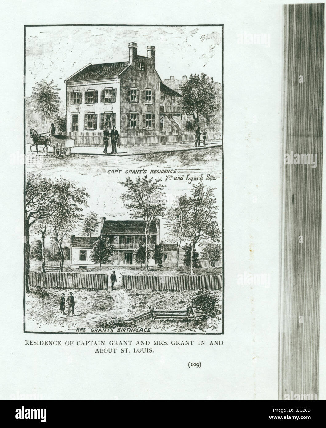 Residenz des Kapitän Grant und Frau Grant in und um St. Louis. (Ulysses Grant Residenz am 7. und Lynch Straßen und Julia Grant Residenz am Whitehaven) Stockfoto