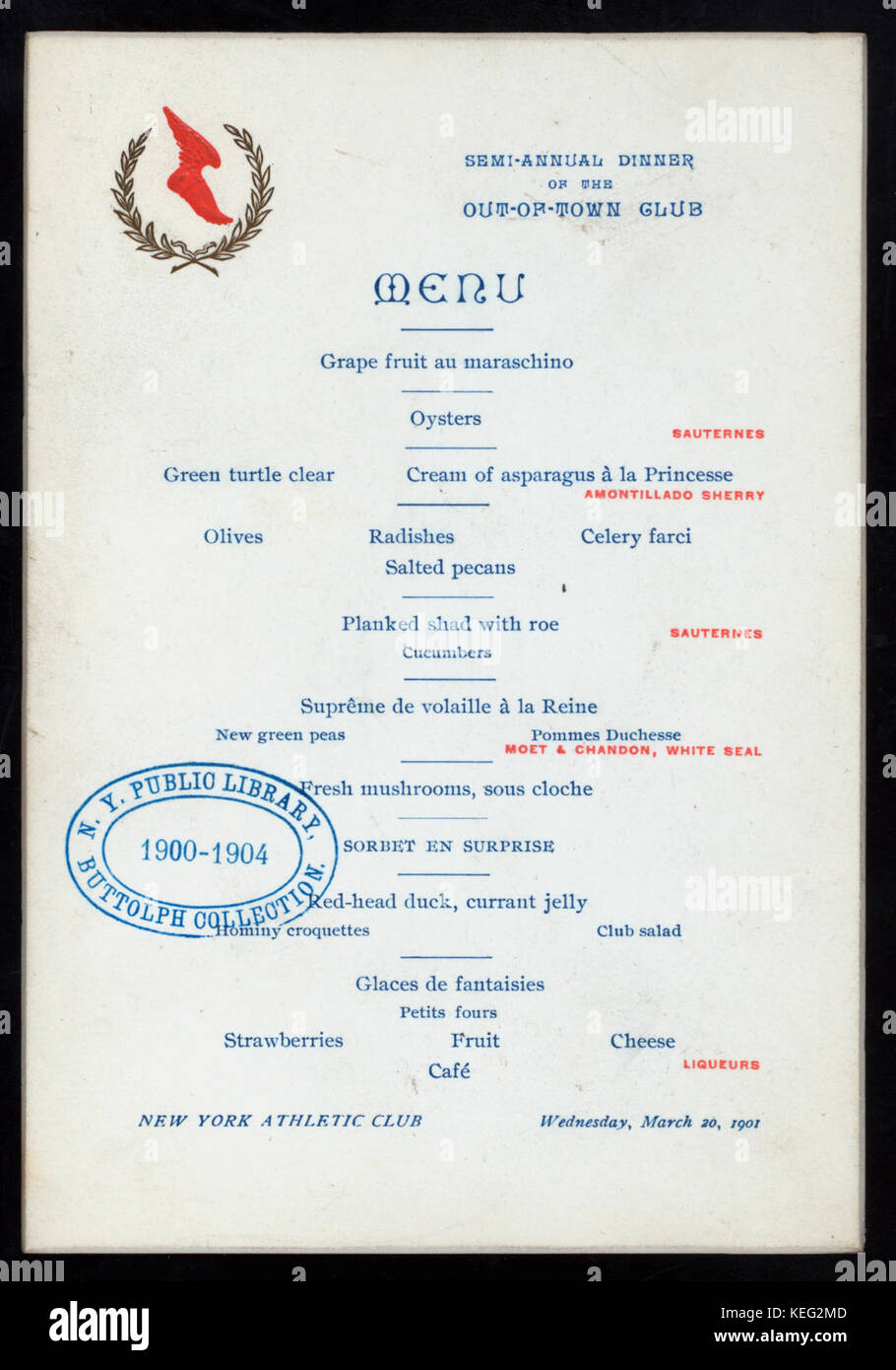 Halbjährlichen Abendessen (Besitz) AUSSERHALB DER STADT VEREIN (In) NEW YORK ATHLETIC CLUB, (NEW YORK) (ANDERE (PRIVATE CLUB)) (NYPL Hades 275830 470894) Stockfoto