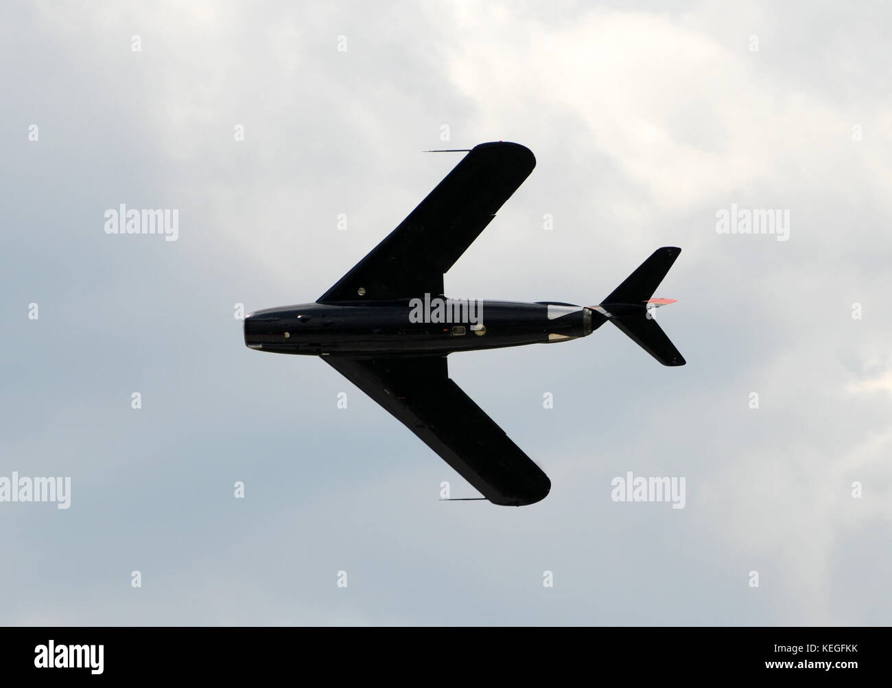 Zeit des Kalten Krieges sowjetische Düsenjäger in Schwarz Stockfoto