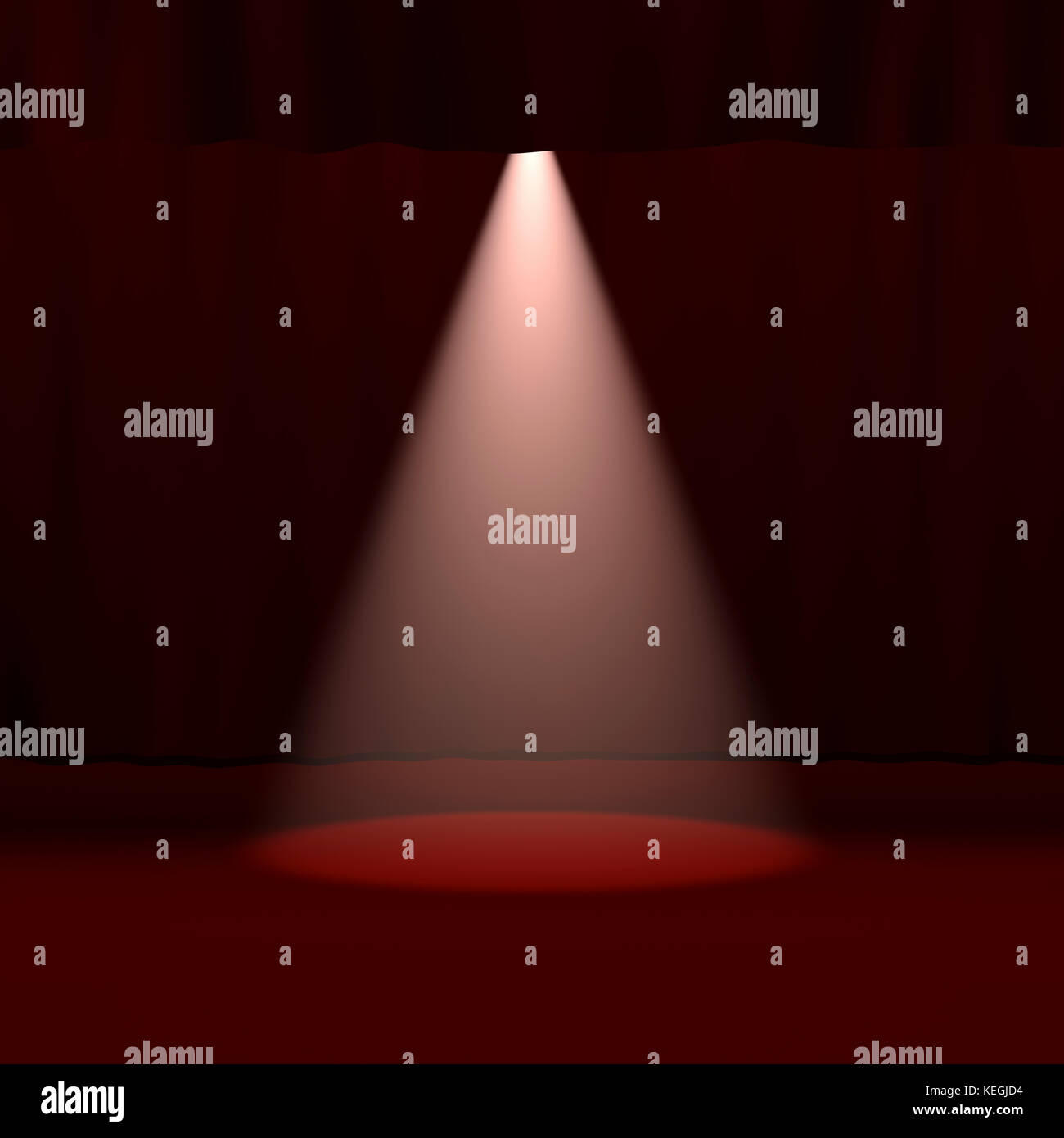 Spotlight auf der Bühne, roten Vorhang Stockfoto