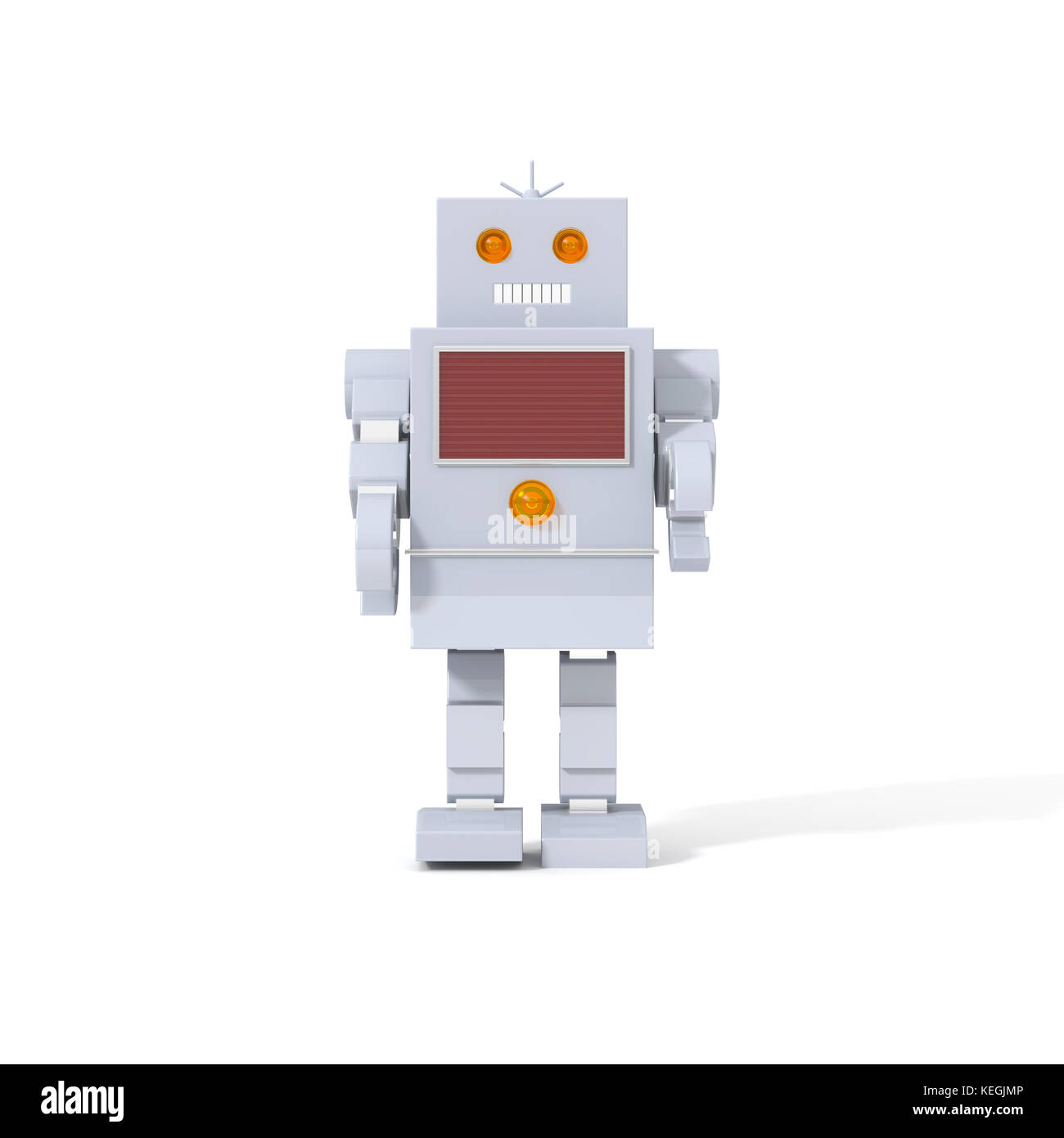Spielzeug Roboter, auf weißem Hintergrund. Stockfoto