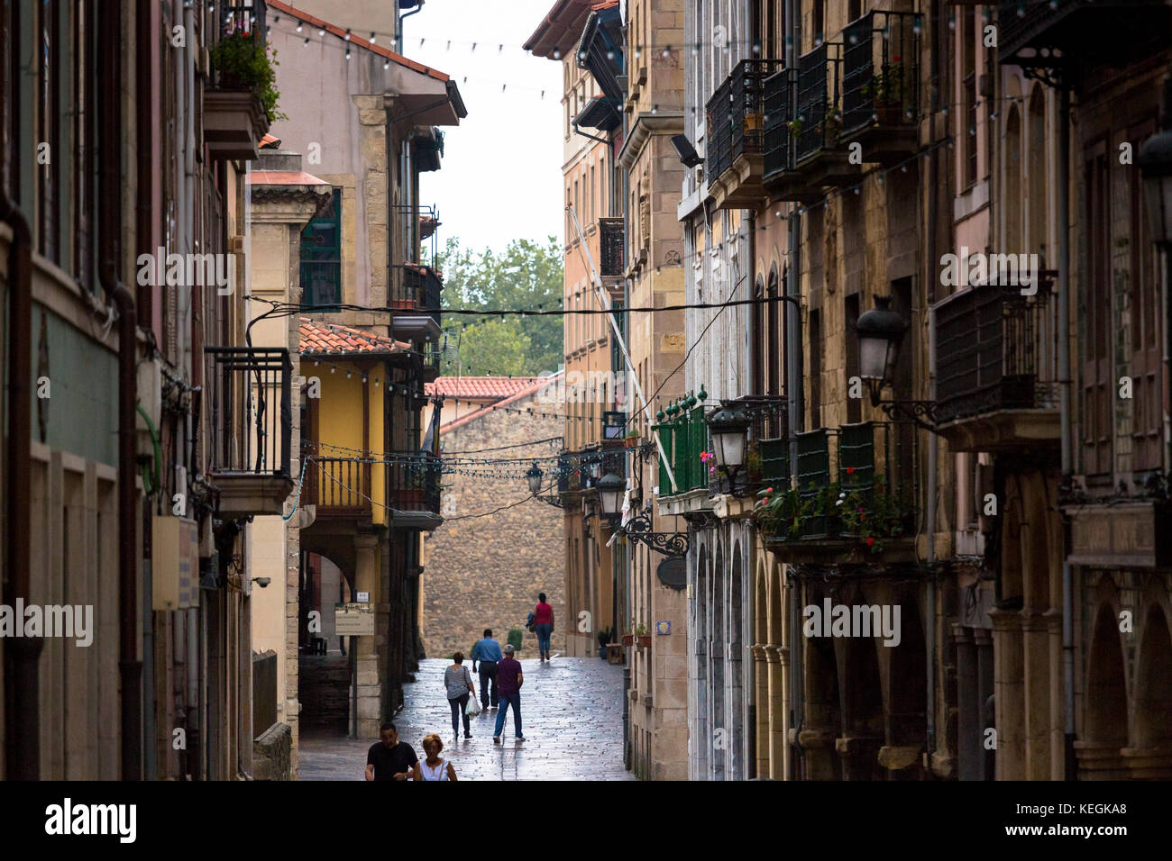 Traditionelle Architektur in Calle La Ferreria in Avilés, Asturien, Nordspanien Stockfoto