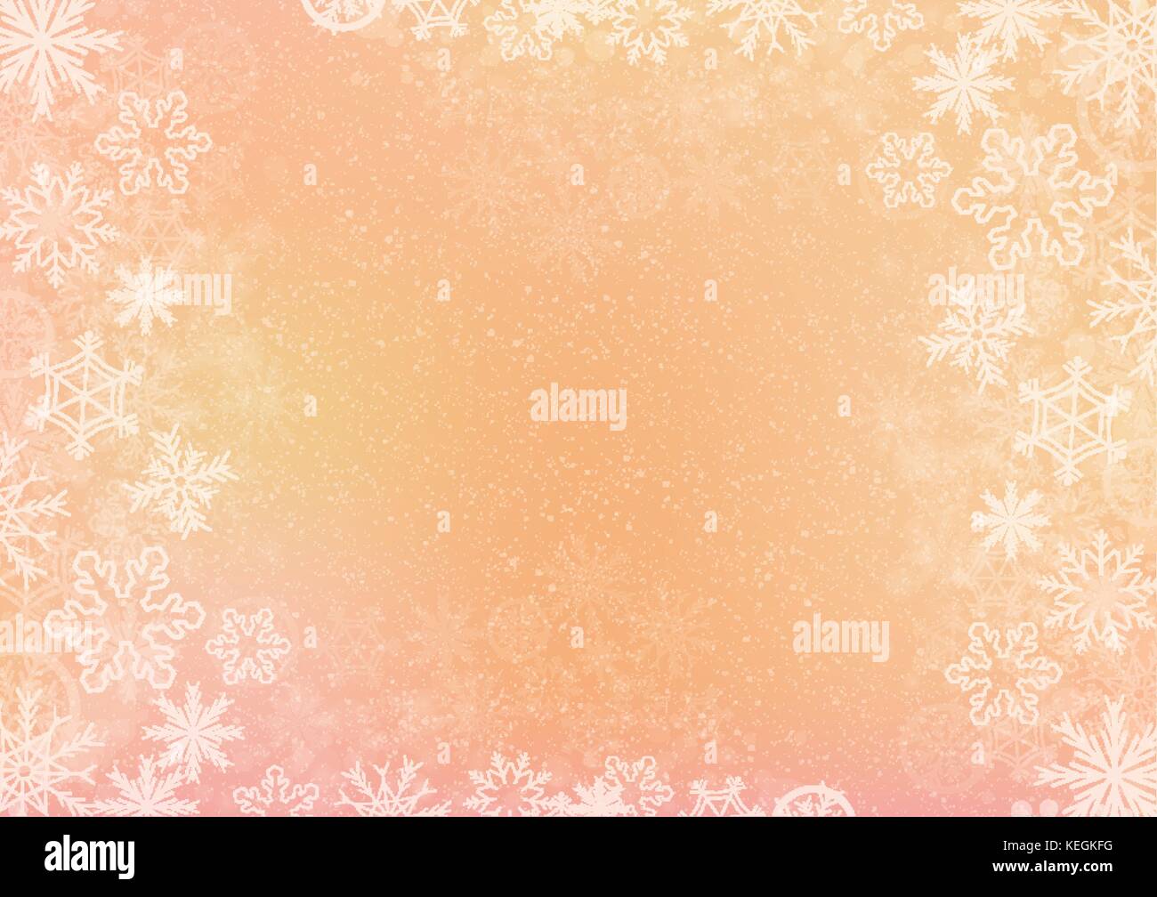 Die orange elegante Winter Hintergrund mit der Schneeflocke Grenze Stock Vektor