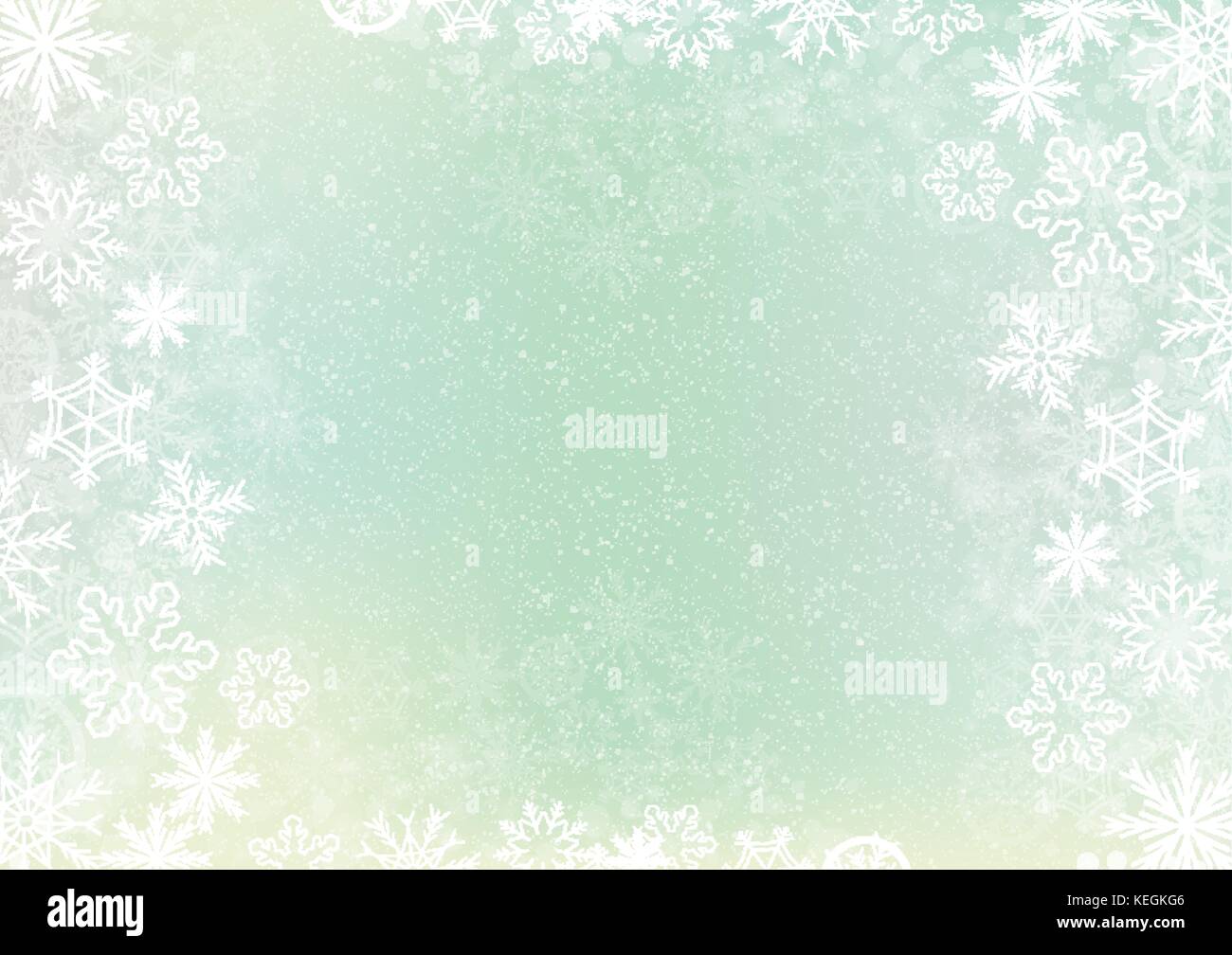 Die grüne elegante Winter Hintergrund mit der Schneeflocke Grenze Stock Vektor