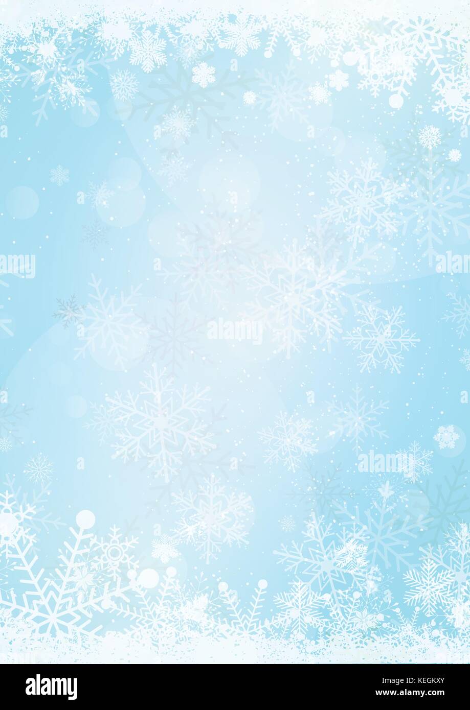 Format A3 Vertikale cafe Menü klassische Tafel Winter Weihnachten Hintergrund mit Schneeflocken und Xmas ball Grenze Stock Vektor