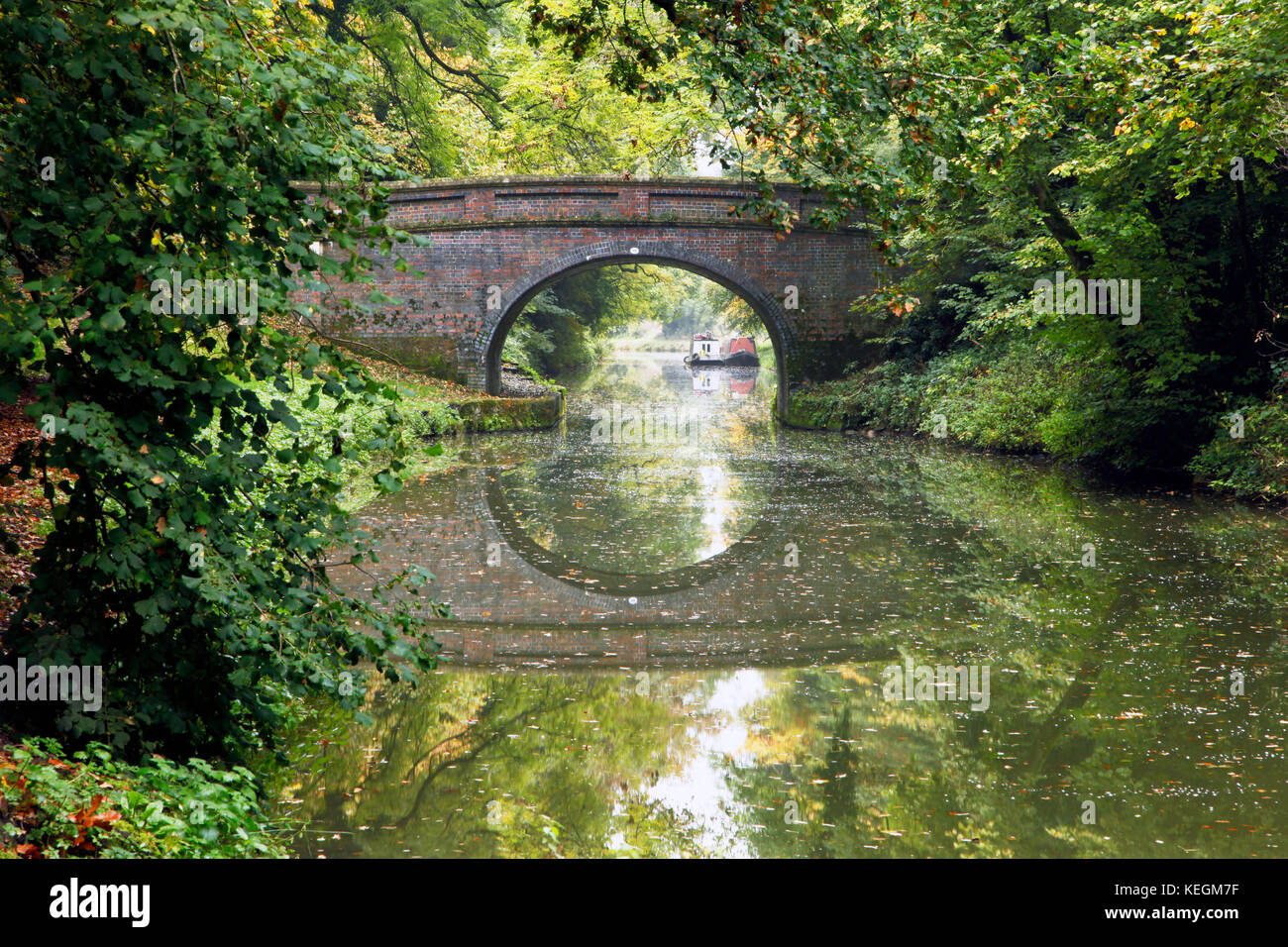 Die Kennet und Avon Canal an bristow Brücke in der Nähe von wilcot in Wiltshire. Stockfoto