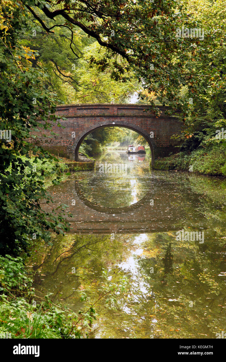 Die Kennet und Avon Canal an bristow Brücke in der Nähe von wilcot in Wiltshire. Stockfoto