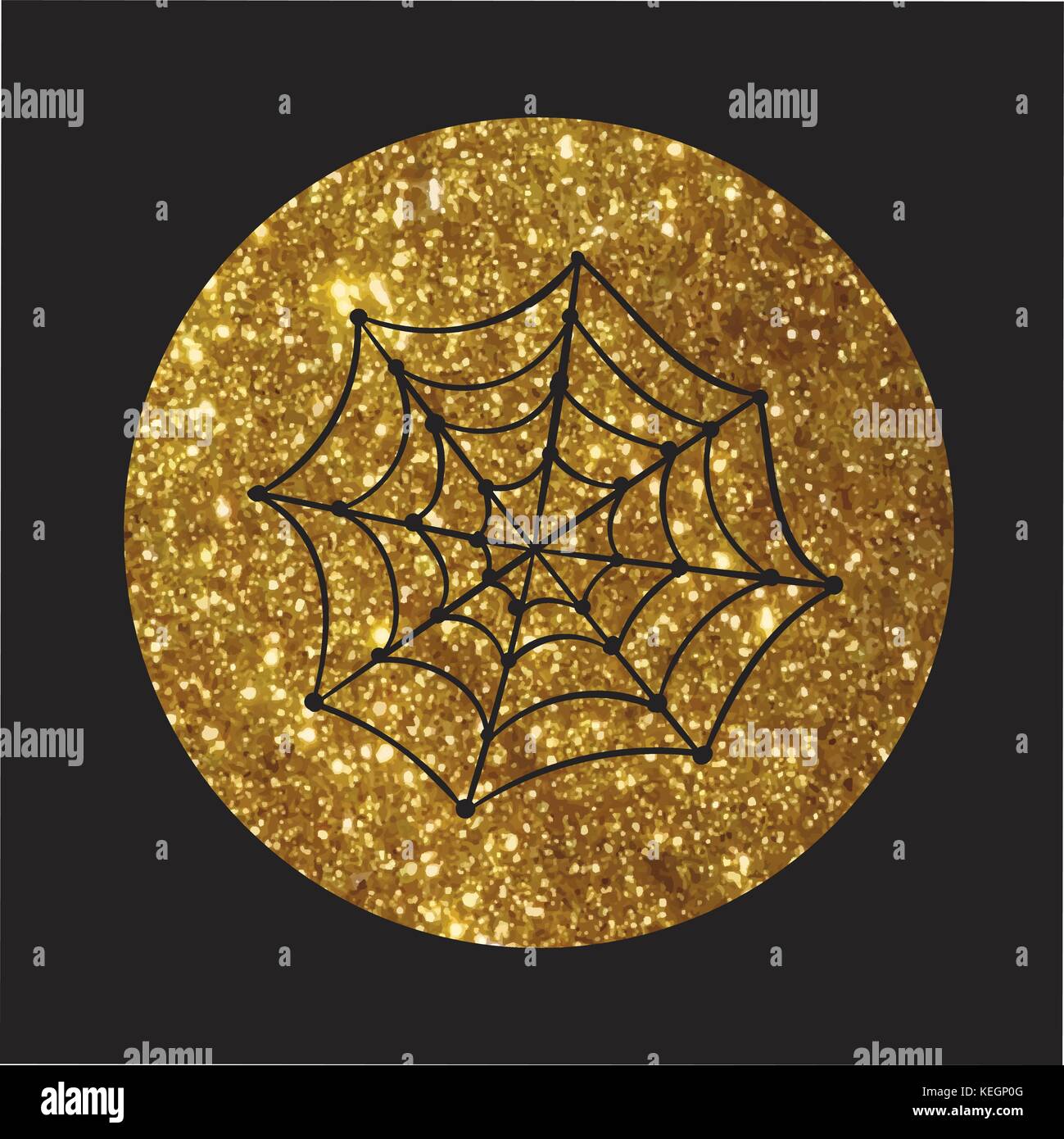 Kreis golden glitter Silhouette halloween Urlaub design Element Spinnennetz Flachbild-Symbol Stock Vektor