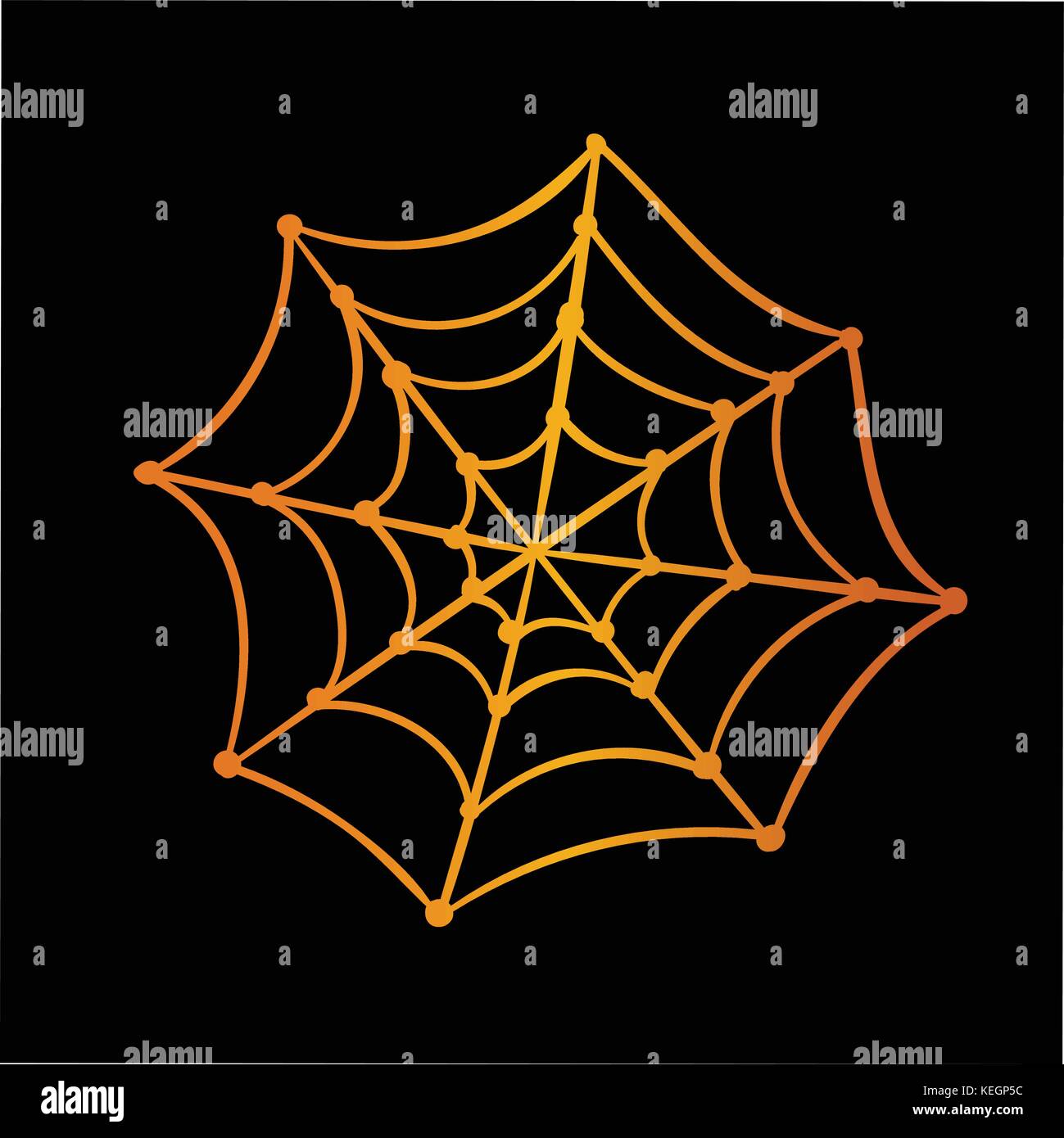 Die Orange gradient Halloween Urlaub Spinnennetz Flachbild-Symbol Stock Vektor