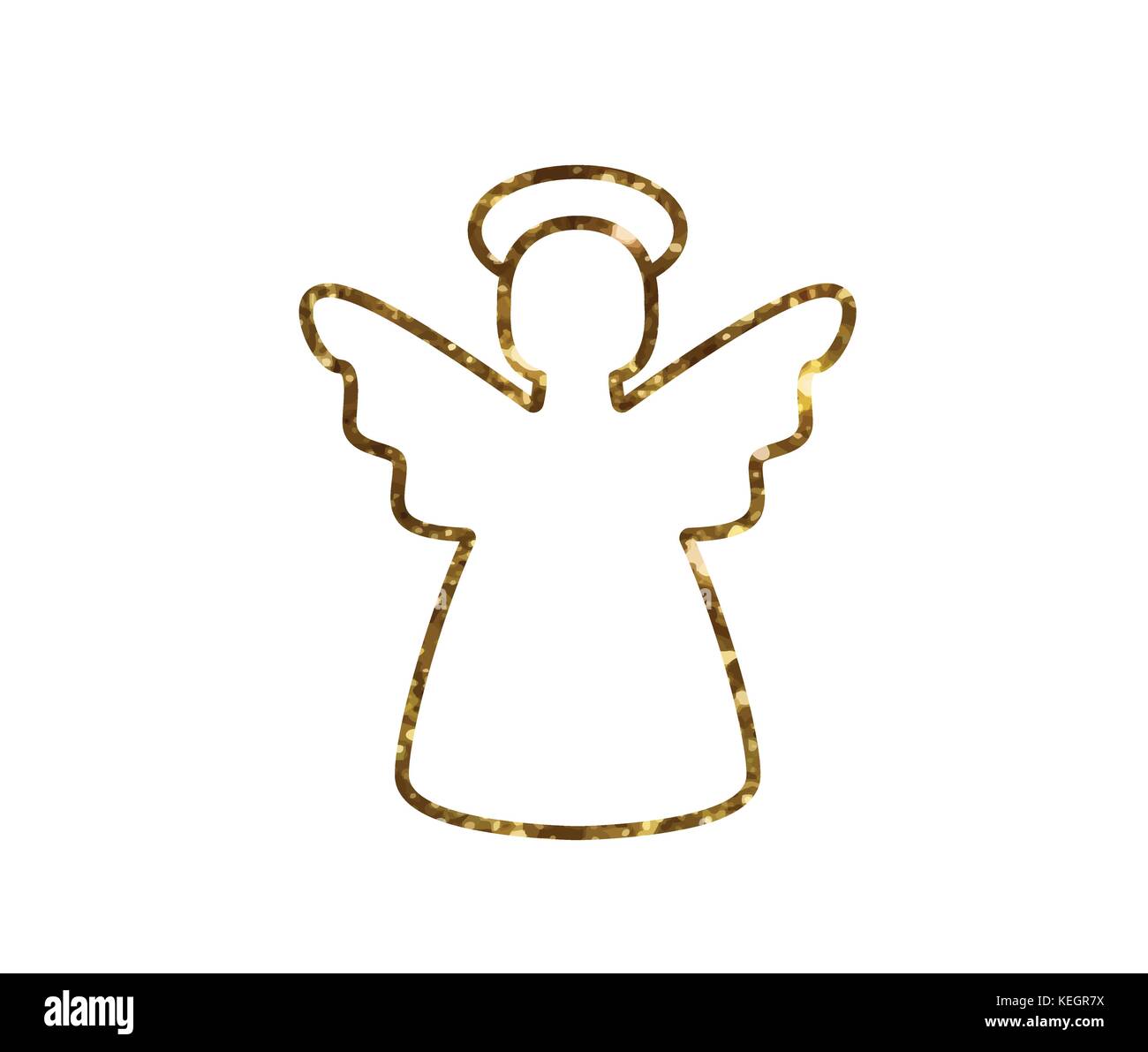 Isolierte Vektor golden glitter Weihnachten Engel line Symbol Stock Vektor