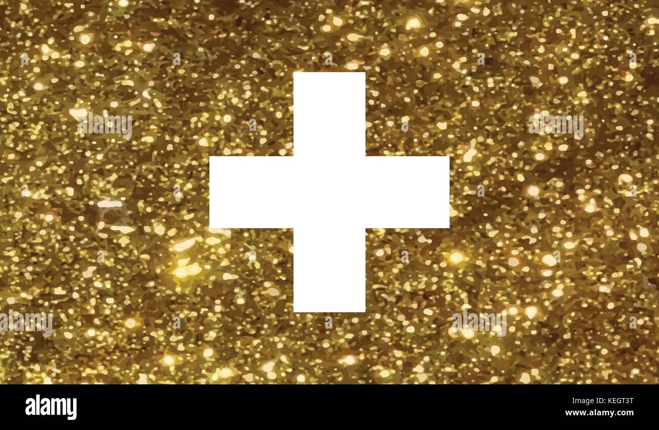 Der Vektor golden Luxus glitter Schweizer Schweiz Landesflagge Symbol Stock Vektor