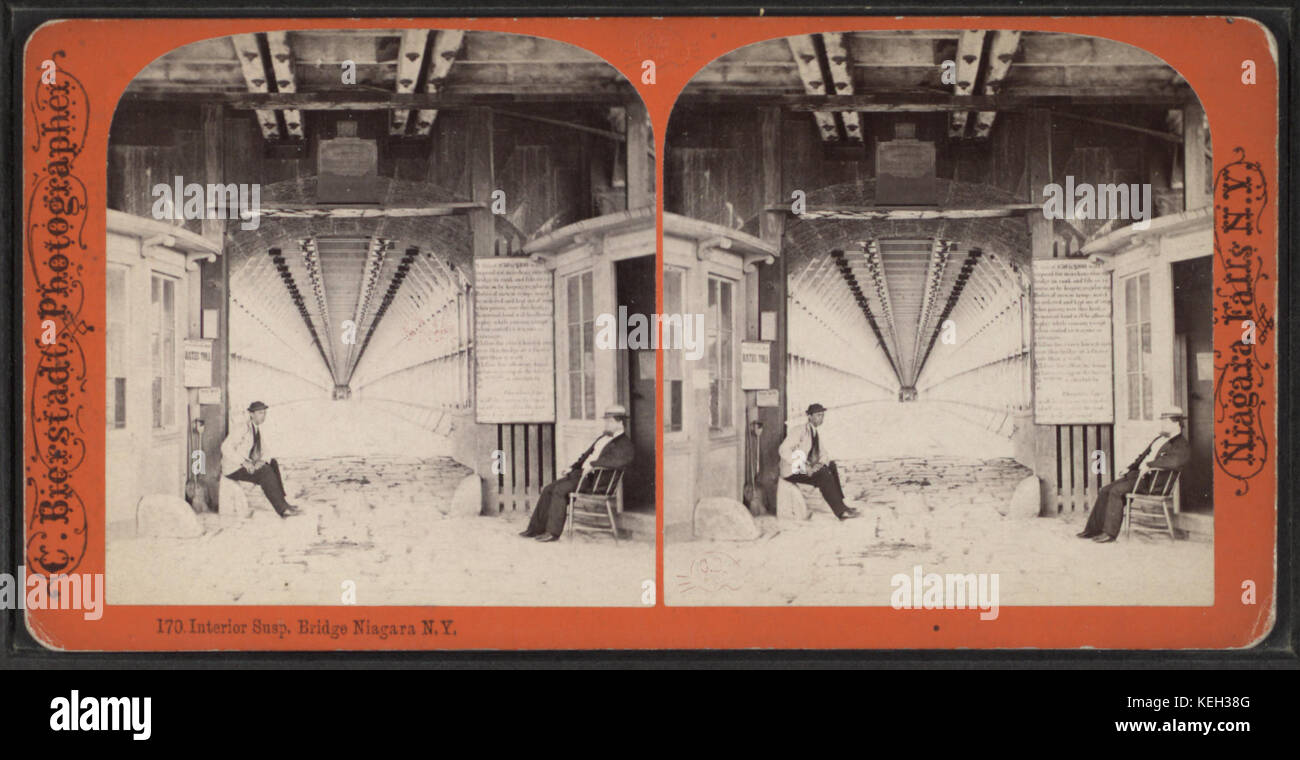 Innenraum. Hängebrücke, Niagara, N.Y, aus Robert N. Dennis Sammlung von stereoskopischen Ansichten Stockfoto