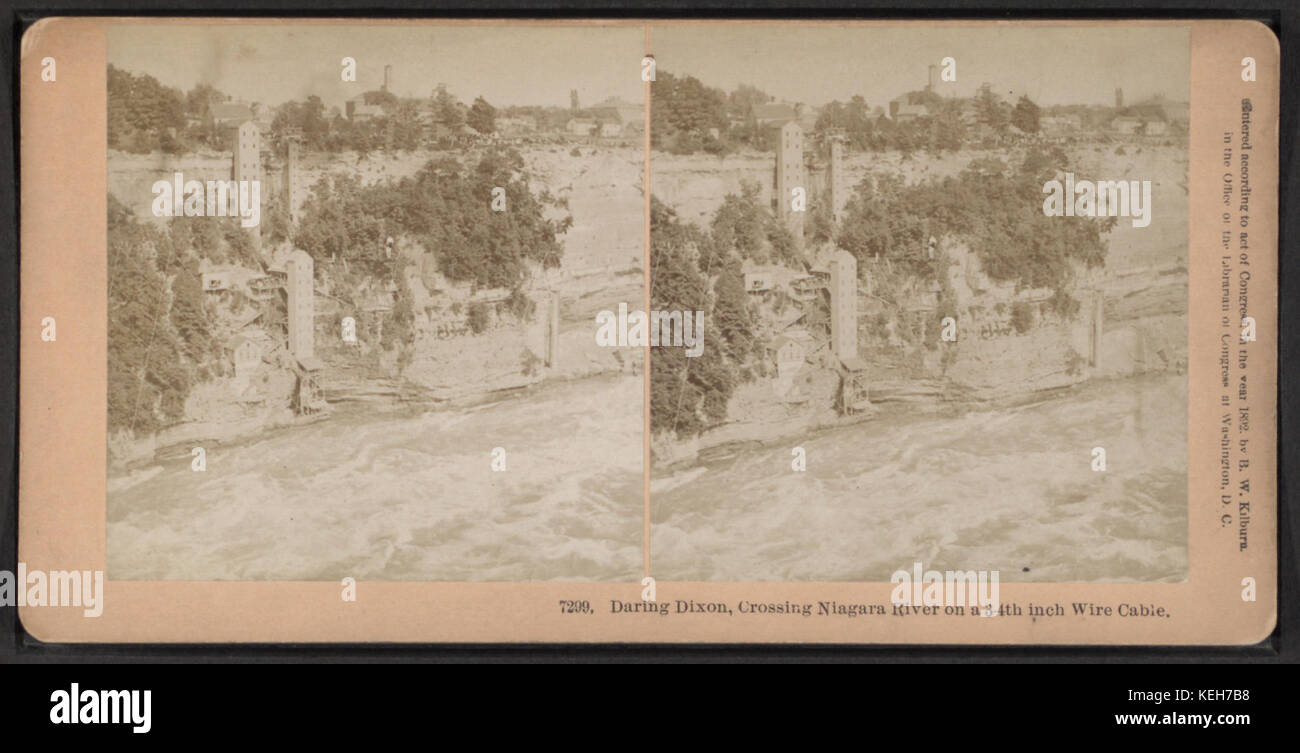Gewagte Dixon, Kreuzung Niagara on a3 4 Zoll Kabel, von Robert N. Dennis Sammlung von stereoskopische Ansichten Stockfoto