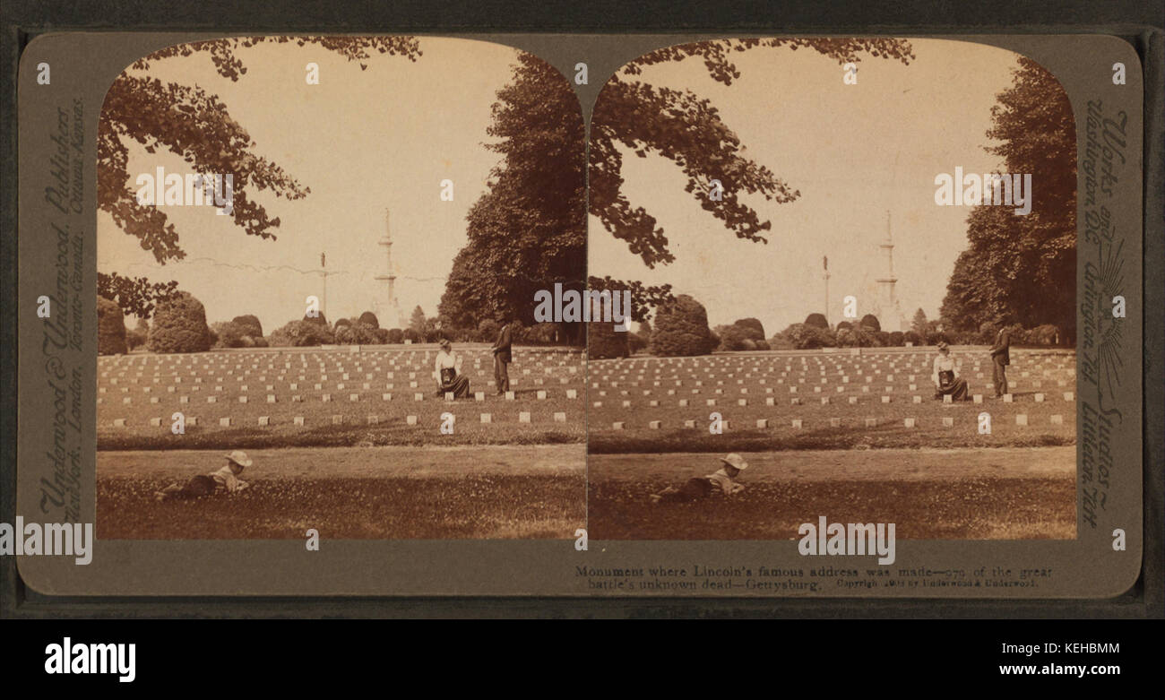 Denkmal, wo Lincolns berühmte Adresse vorgenommen wurde, 979 die große Schlacht unbekannten Toten, Gettysburg, aus Robert N. Dennis Sammlung von stereoskopischen Ansichten Stockfoto