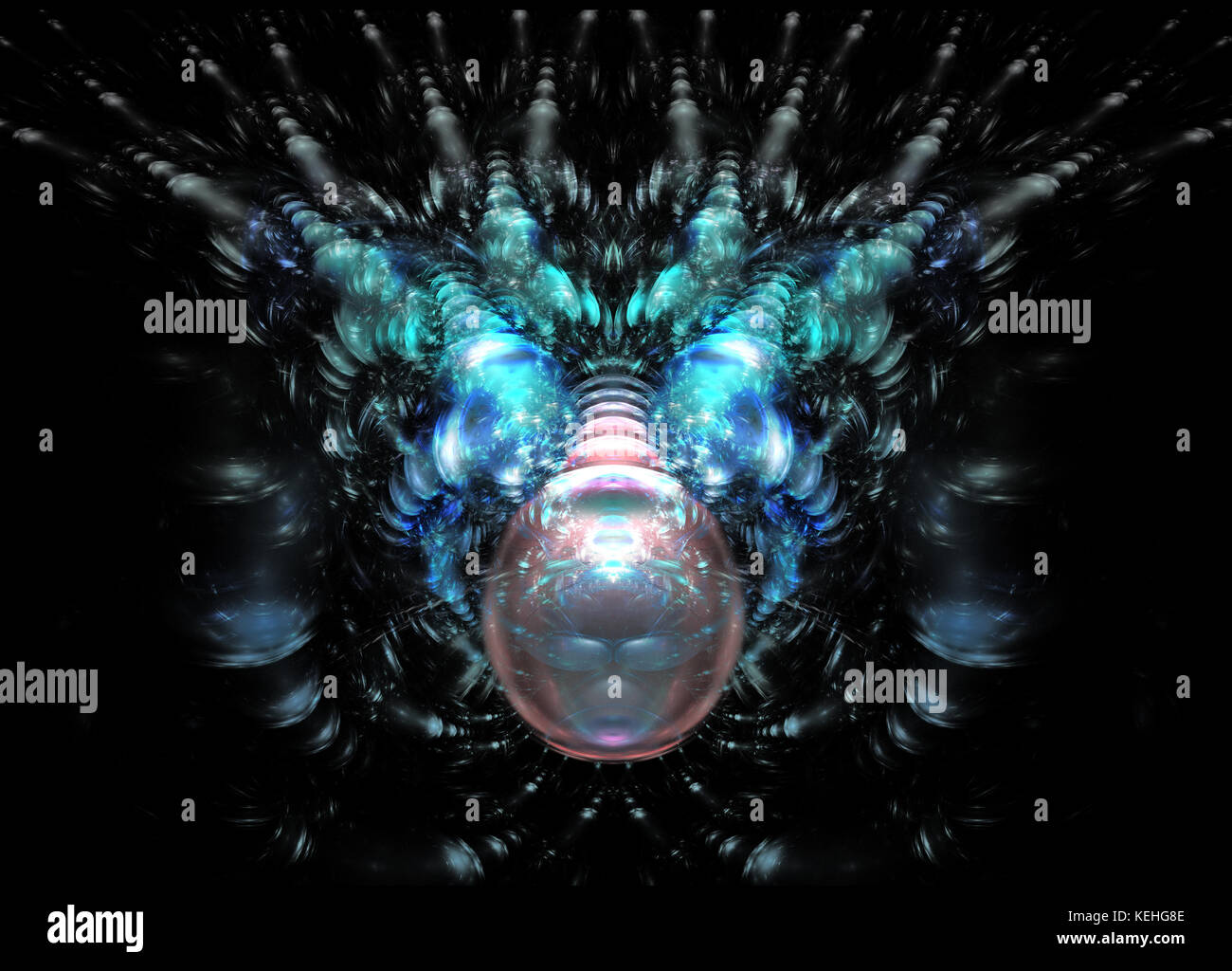 Ein alien Ei pod von vielen lebenserhaltenden Maschinen verbunden. Stockfoto