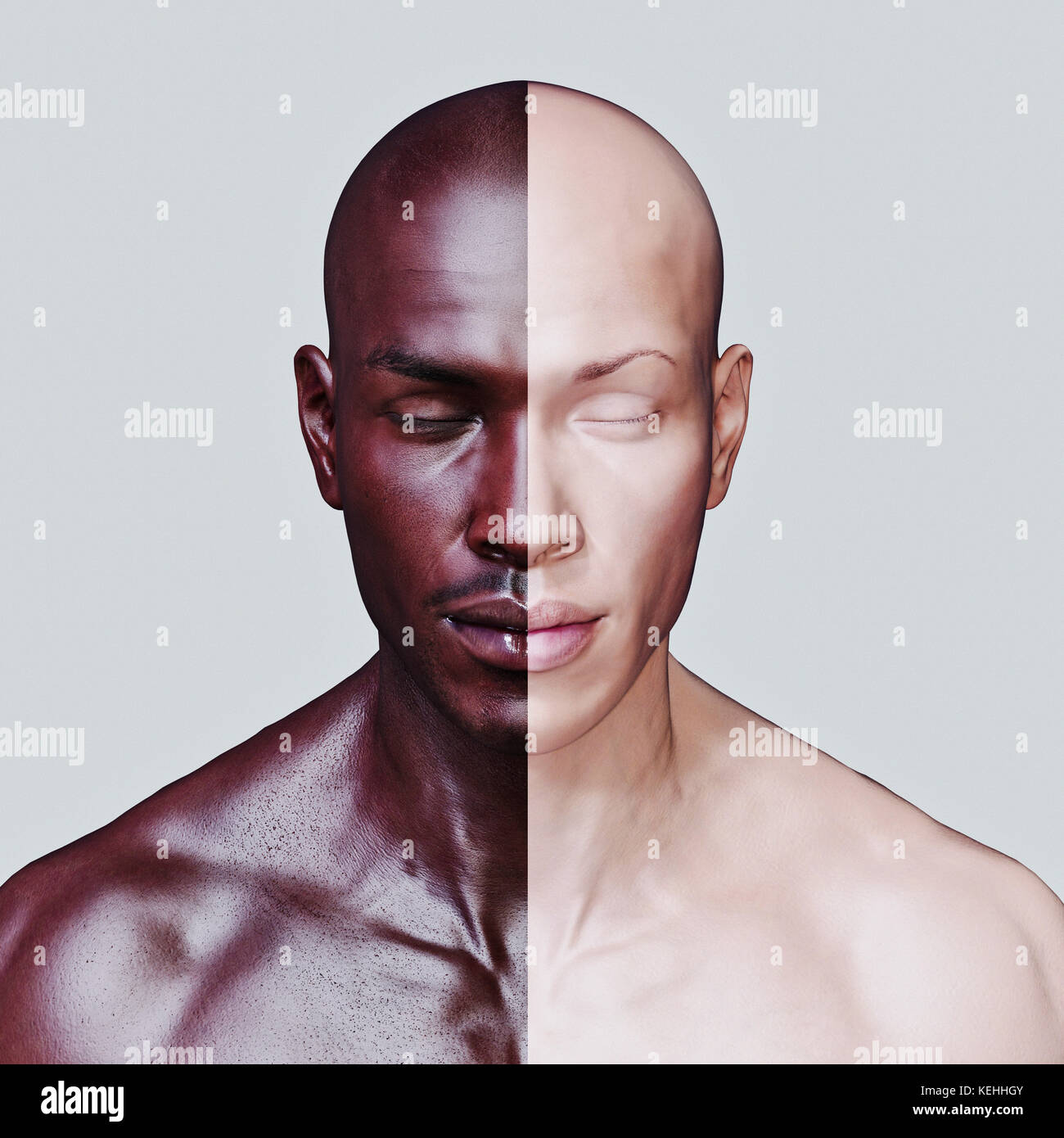 Mann mit verschiedenen Hautfarben Stockfoto