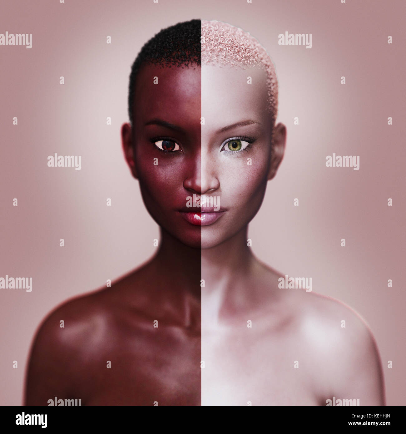 Frau mit verschiedenen Hautfarben Stockfoto