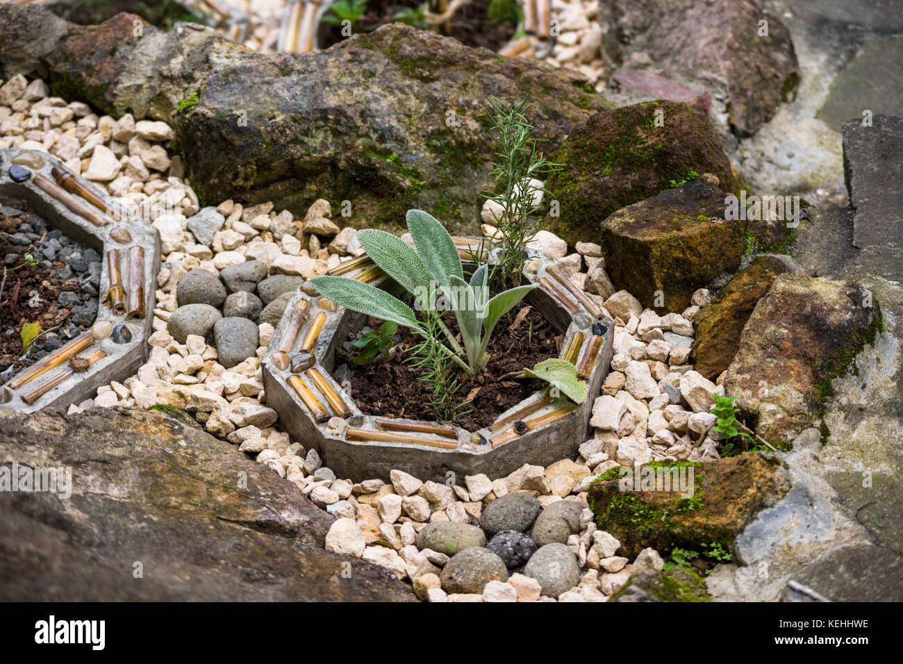 Garten Ideen für Ihren eigenen Stein Zen Garten Stockfoto