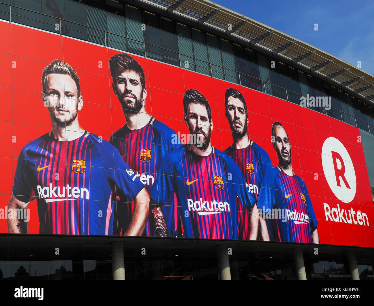 Blick auf das Äußere des Camp Nou Stadion in Barcelona, Spanien Stockfoto