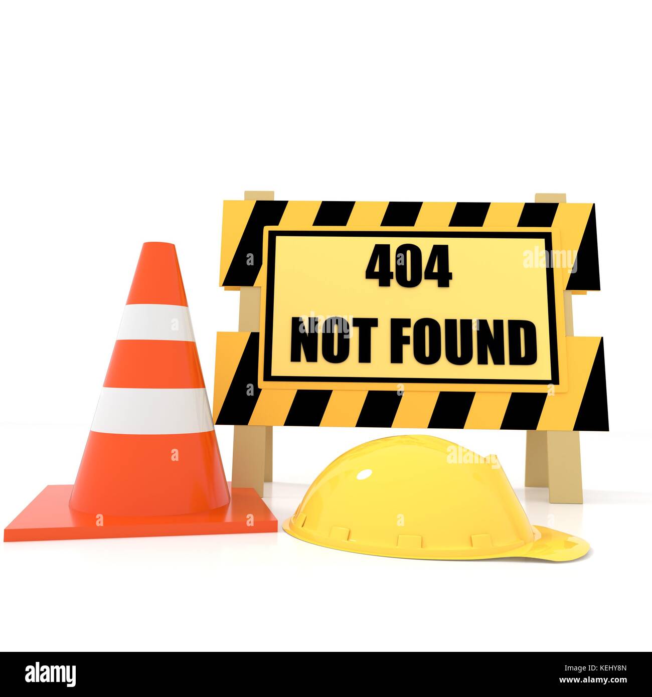 404 Nicht gefunden Fehler auf isolierten Weißen in 3D-Rendering Stockfoto