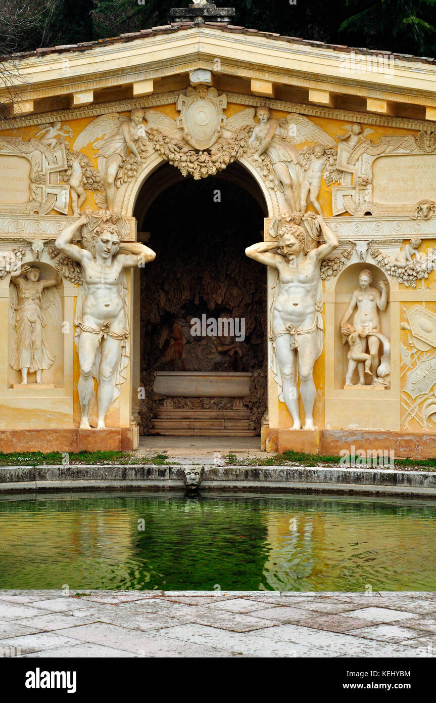 Italien, Veneto, Maser, Villa Barbaro, entworfen von Andrea Palladio, Brunnen Stockfoto
