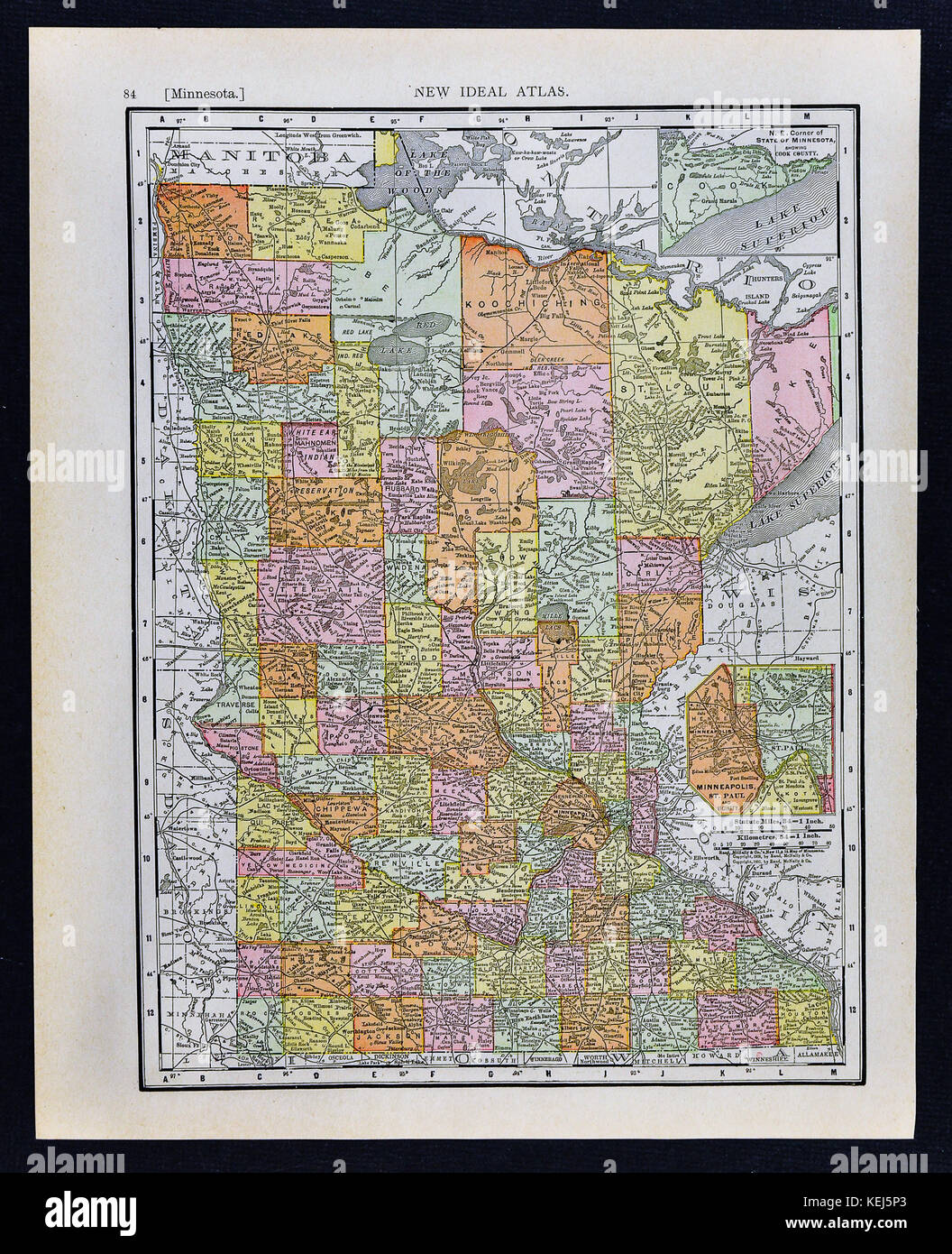 1911 mcnally Karte - Minnesota - Minneapolis St Paul st.cloud Duluth Stockfoto