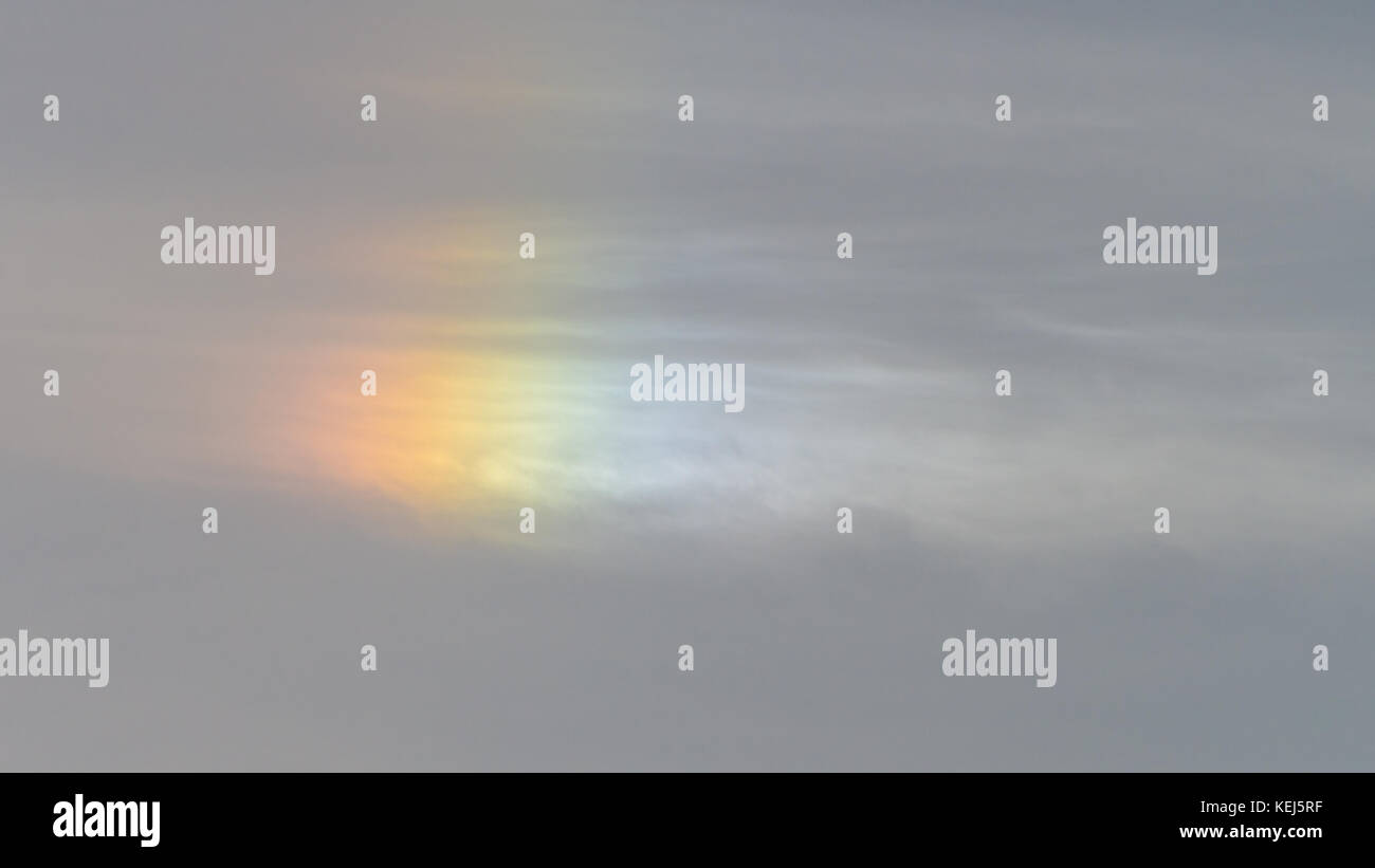 Ein Schuss von einem Wetterphänomen bekannt als Cloud schillern. Stockfoto