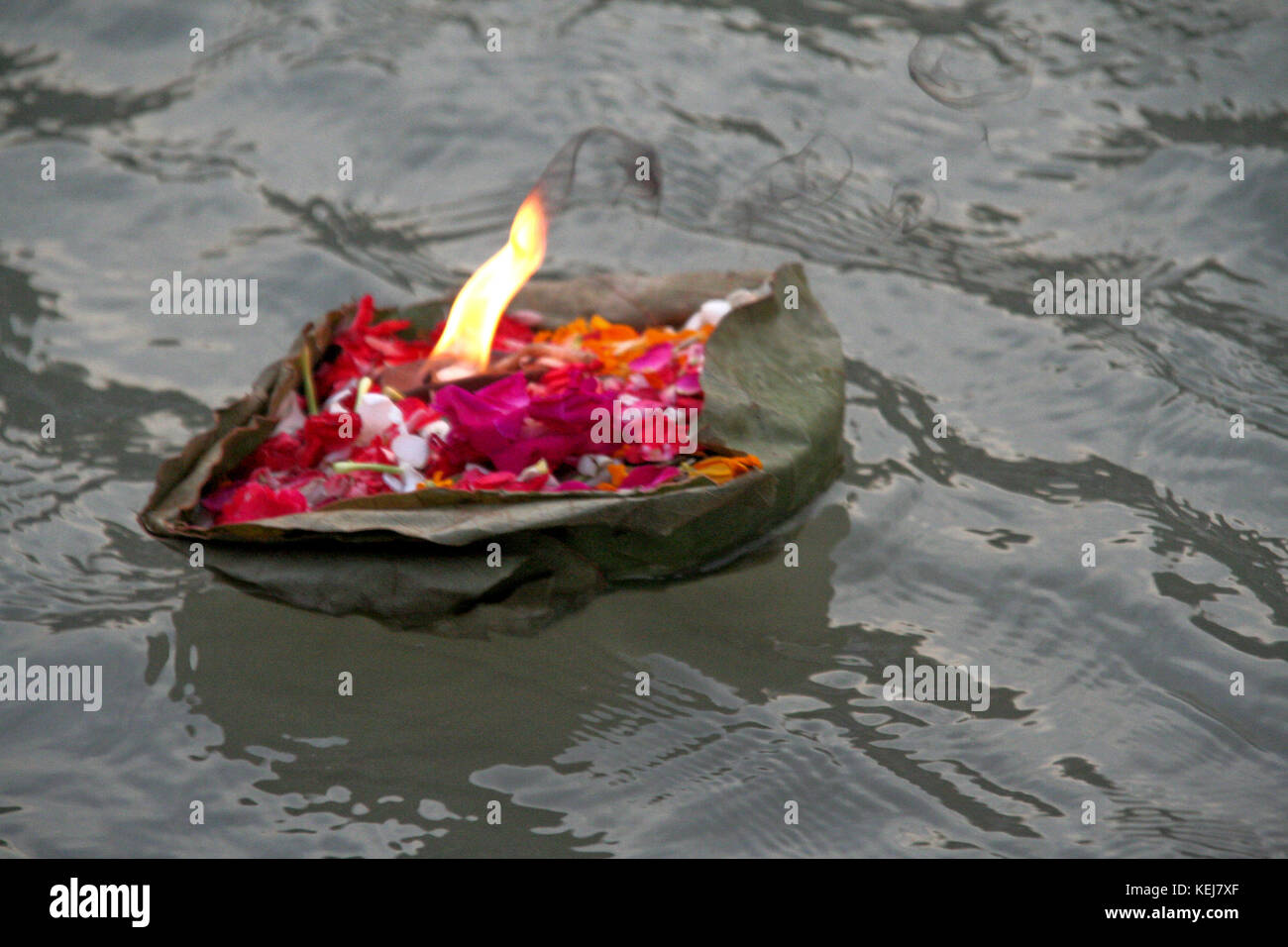 Abend aarthi Programm, Har-ki-Pauri am Ufer des Flusses Ganga, Haridwar, uttarakhand, Indien, Asien Stockfoto