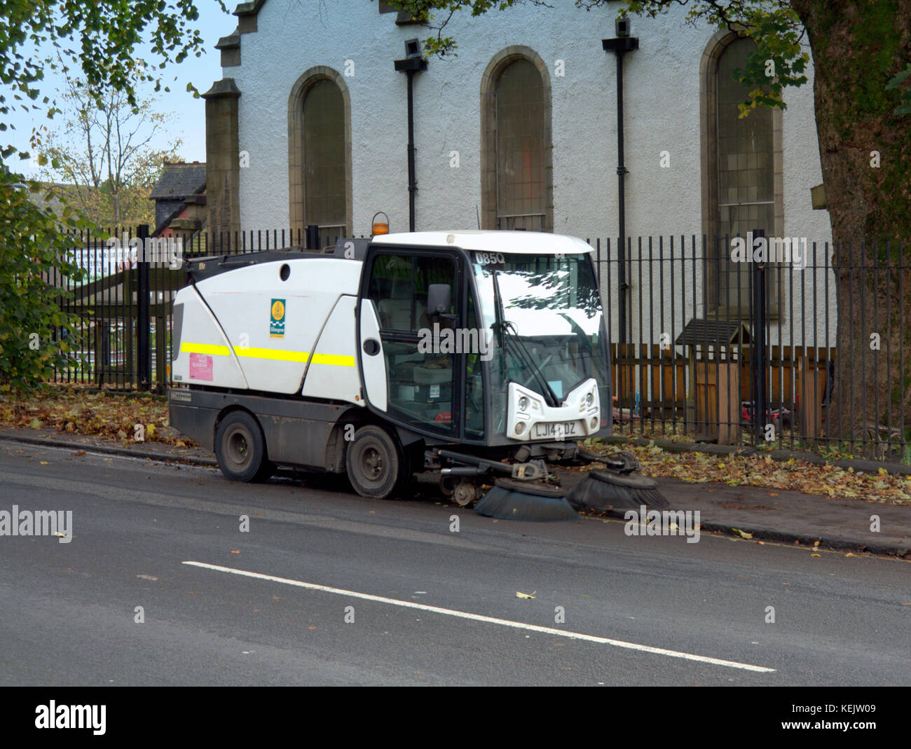 Street Sweeper street Cleaner oder eine Maschine, die Straßen reinigt eine mechanische Kehrmaschine Stockfoto