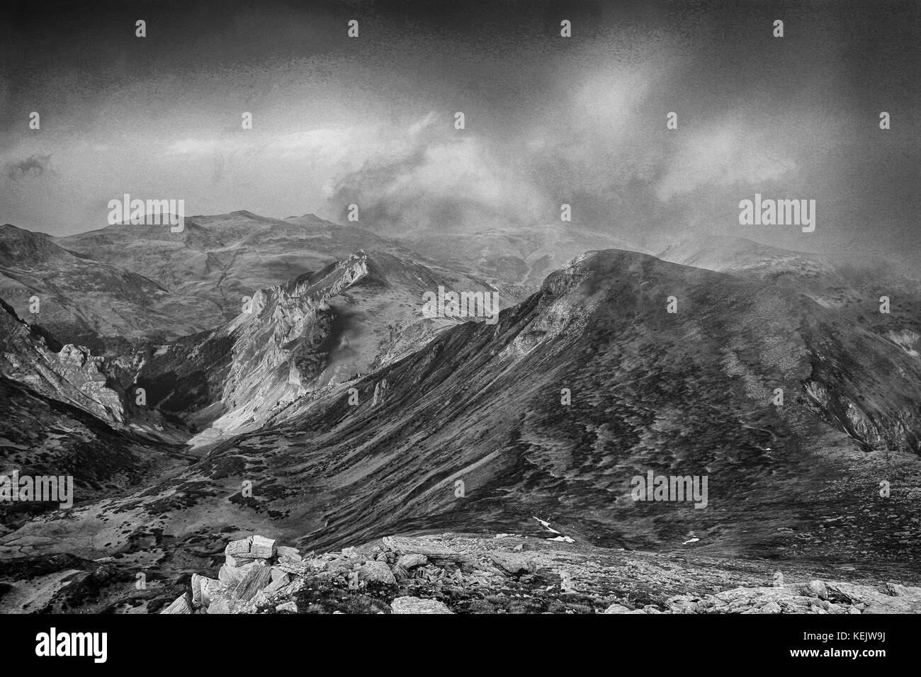 Schwarz und Weiß Herbst in sharr Gebirge/Malet e sharrit zwischen Mazedonien und dem Kosovo Stockfoto